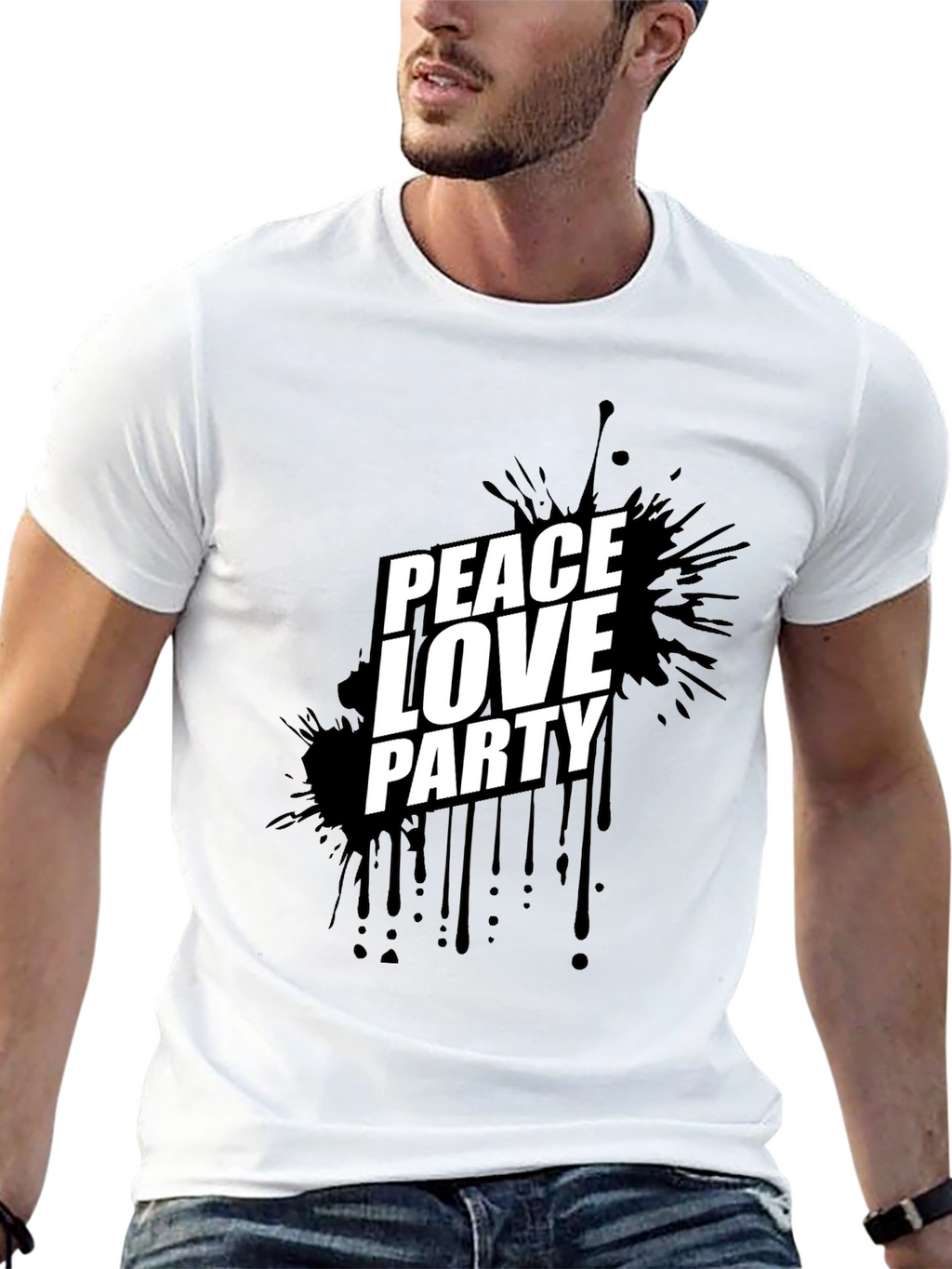 Peace Love Party Black Graphic Tee