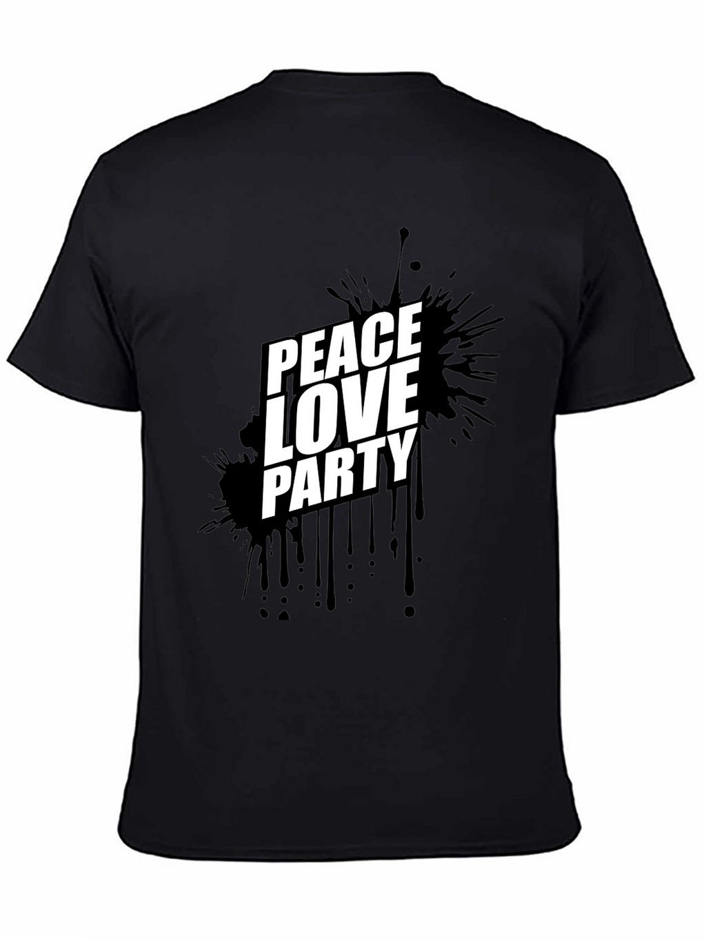 Peace Love Party Black Graphic Tee