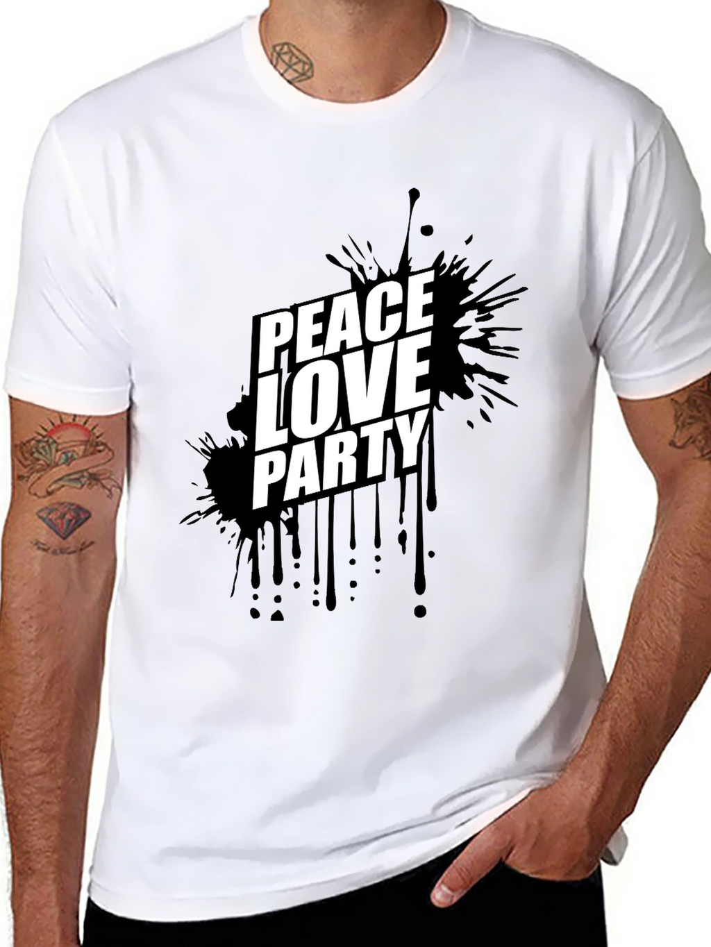 Peace Love Party Black Graphic Tee