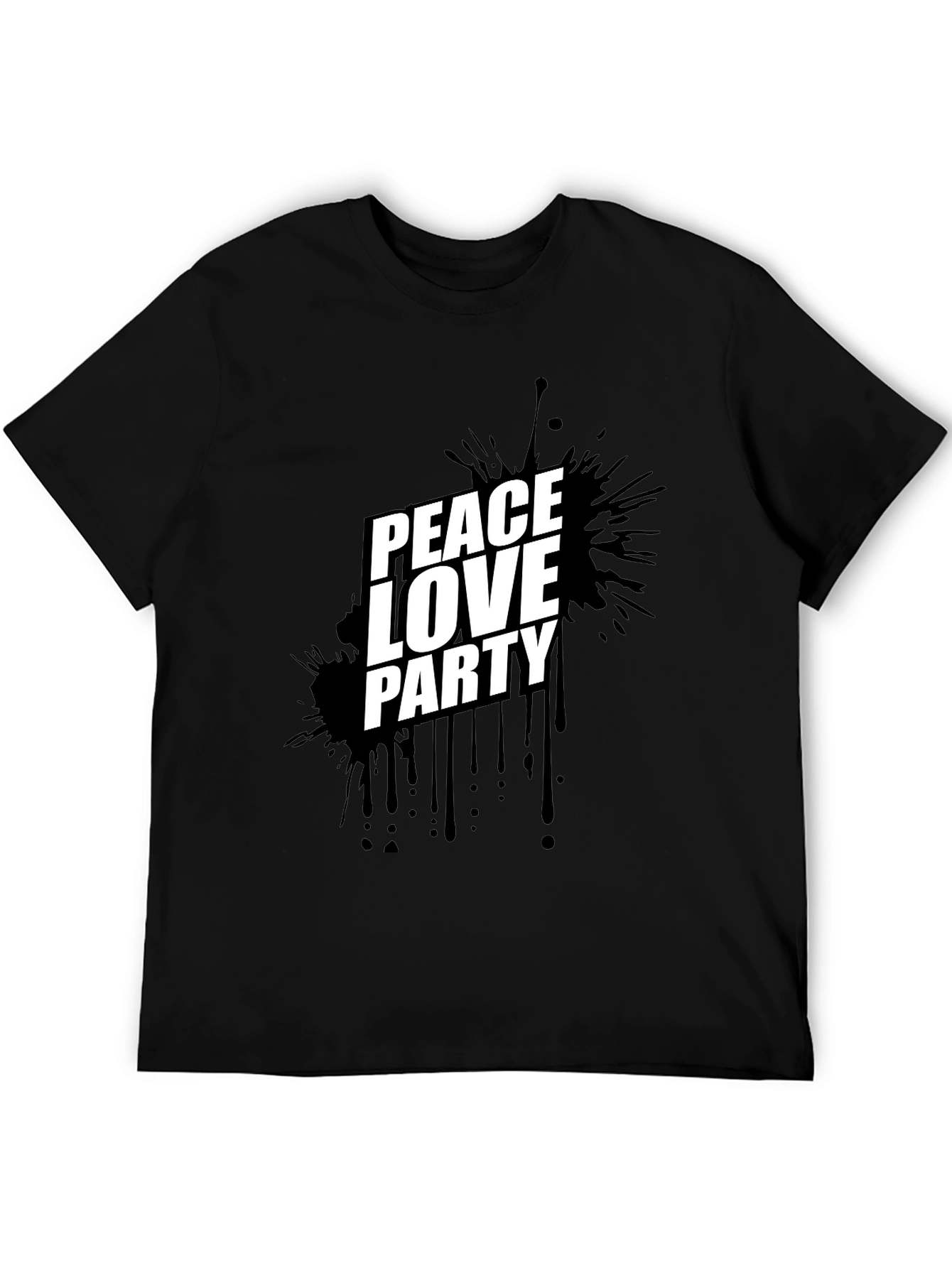 Peace Love Party Black Graphic Tee