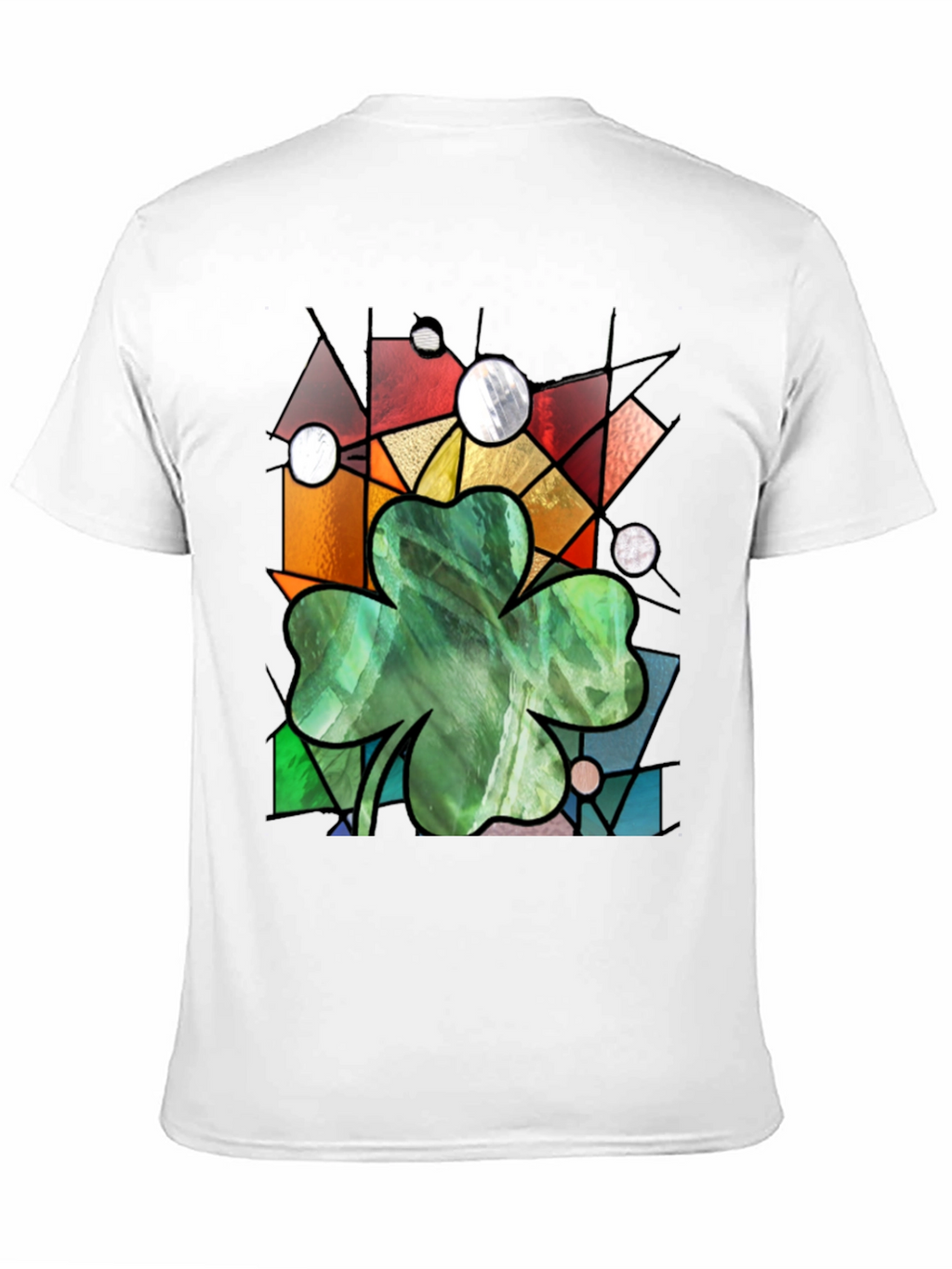 St Patricks Day Shamrock T-Shirt Stained Glass Style
