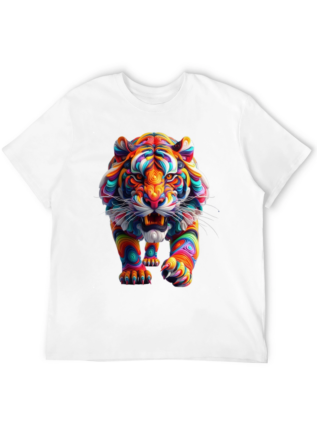 Vibrant Tiger Graphic Print Black T-Shirt