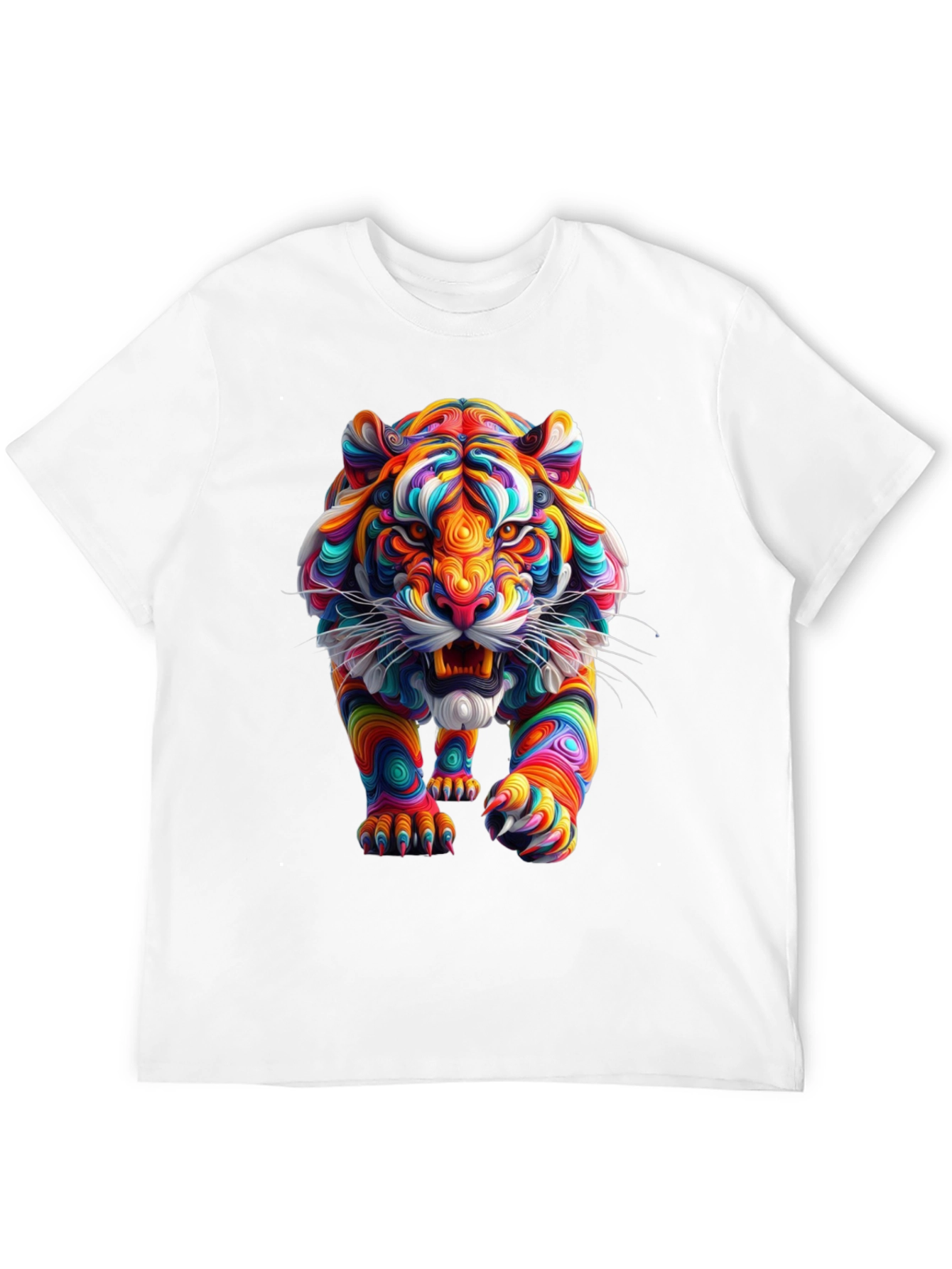 Vibrant Tiger Graphic Print Black T-Shirt