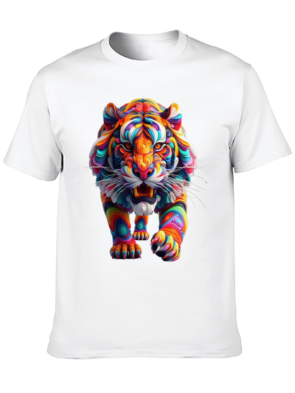 Vibrant Tiger Graphic Print Black T-Shirt