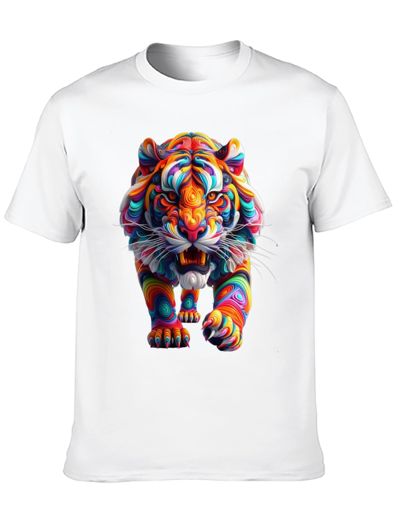 Vibrant Tiger Graphic Print Black T-Shirt