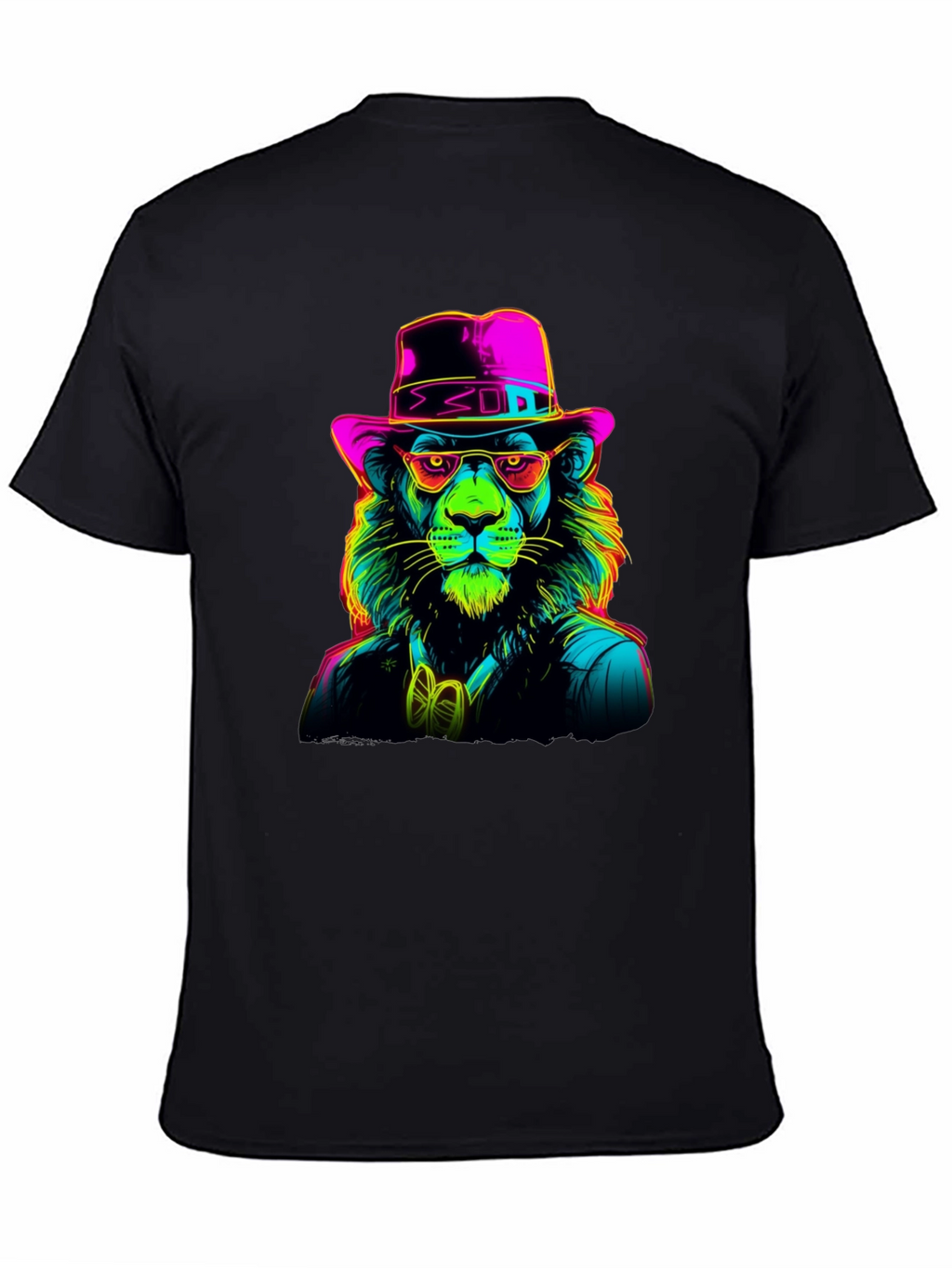 Neon Lion Graphic Tee - Cool Animal Print