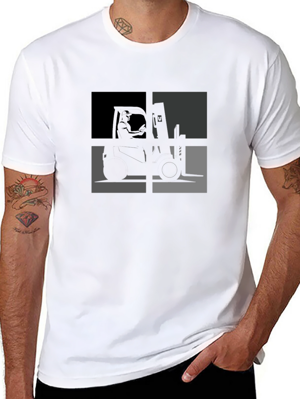 Forklift T-Shirt - Cool Geometric Design