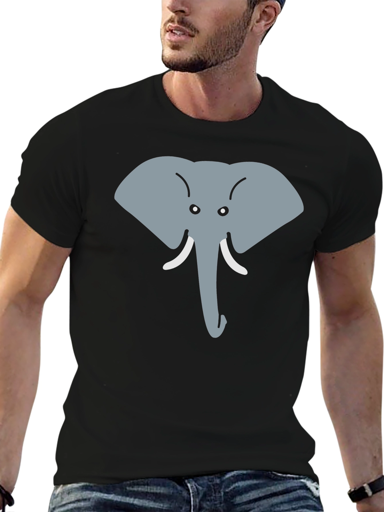 Elephant Face Graphic Tee - Cute Animal Design