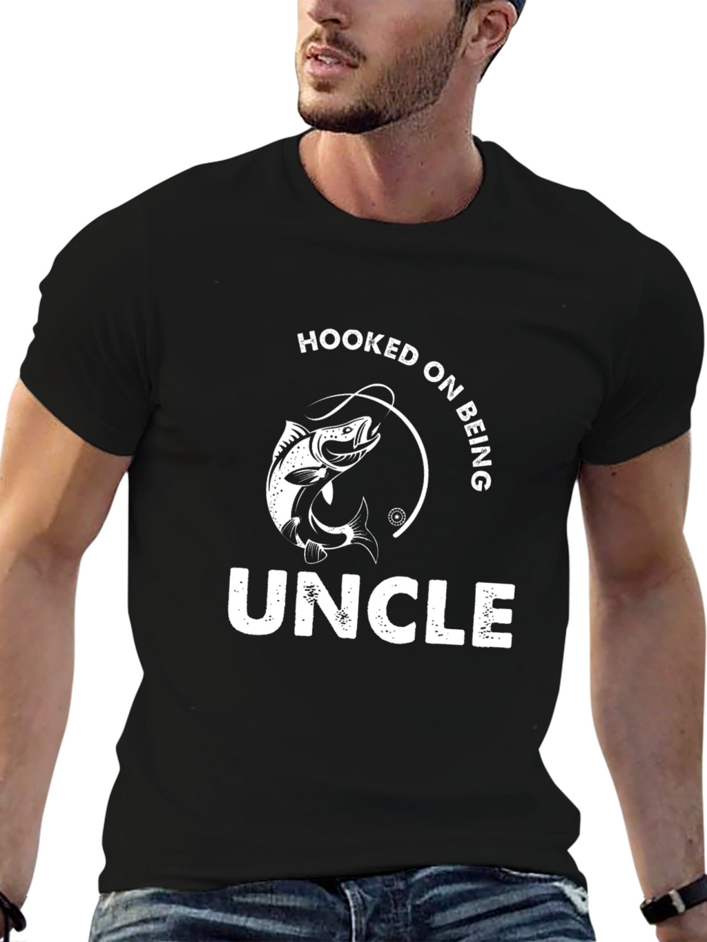Hooked On Being Uncle T-Shirt Fishing Graphic Tee