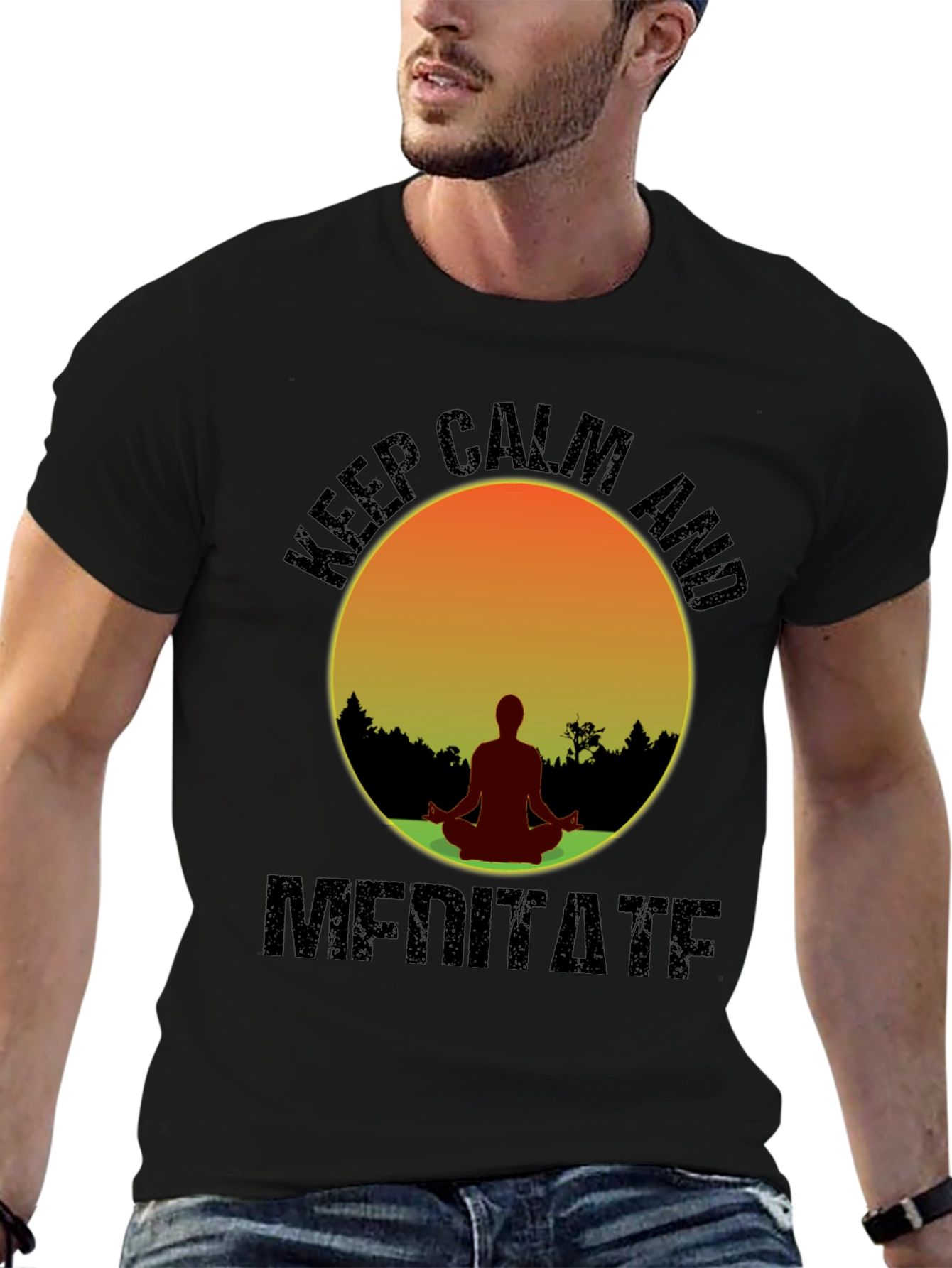 Keep Calm Meditate T-Shirt - Yoga Zen Relaxation Tee