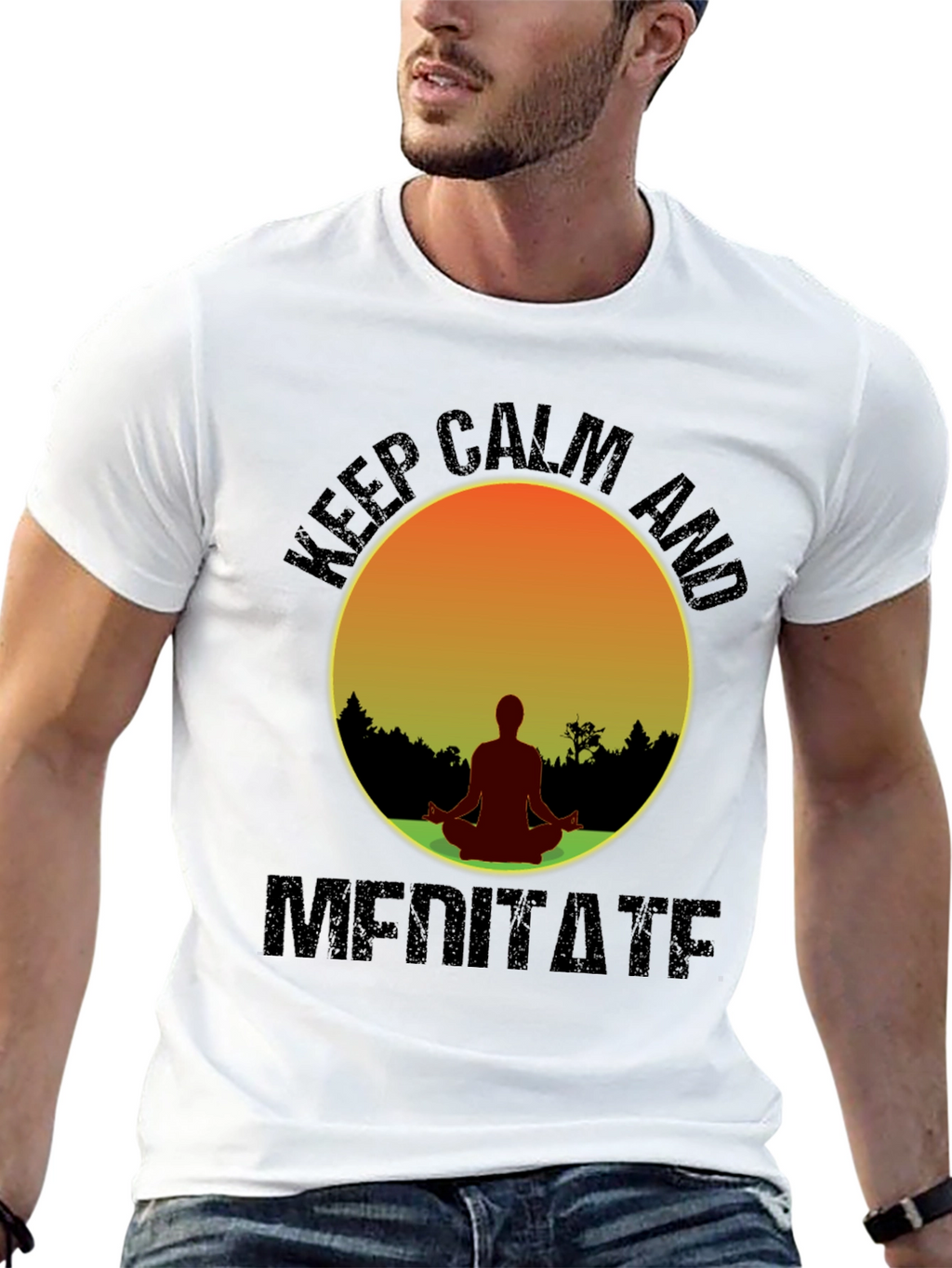 Keep Calm Meditate T-Shirt - Yoga Zen Relaxation Tee