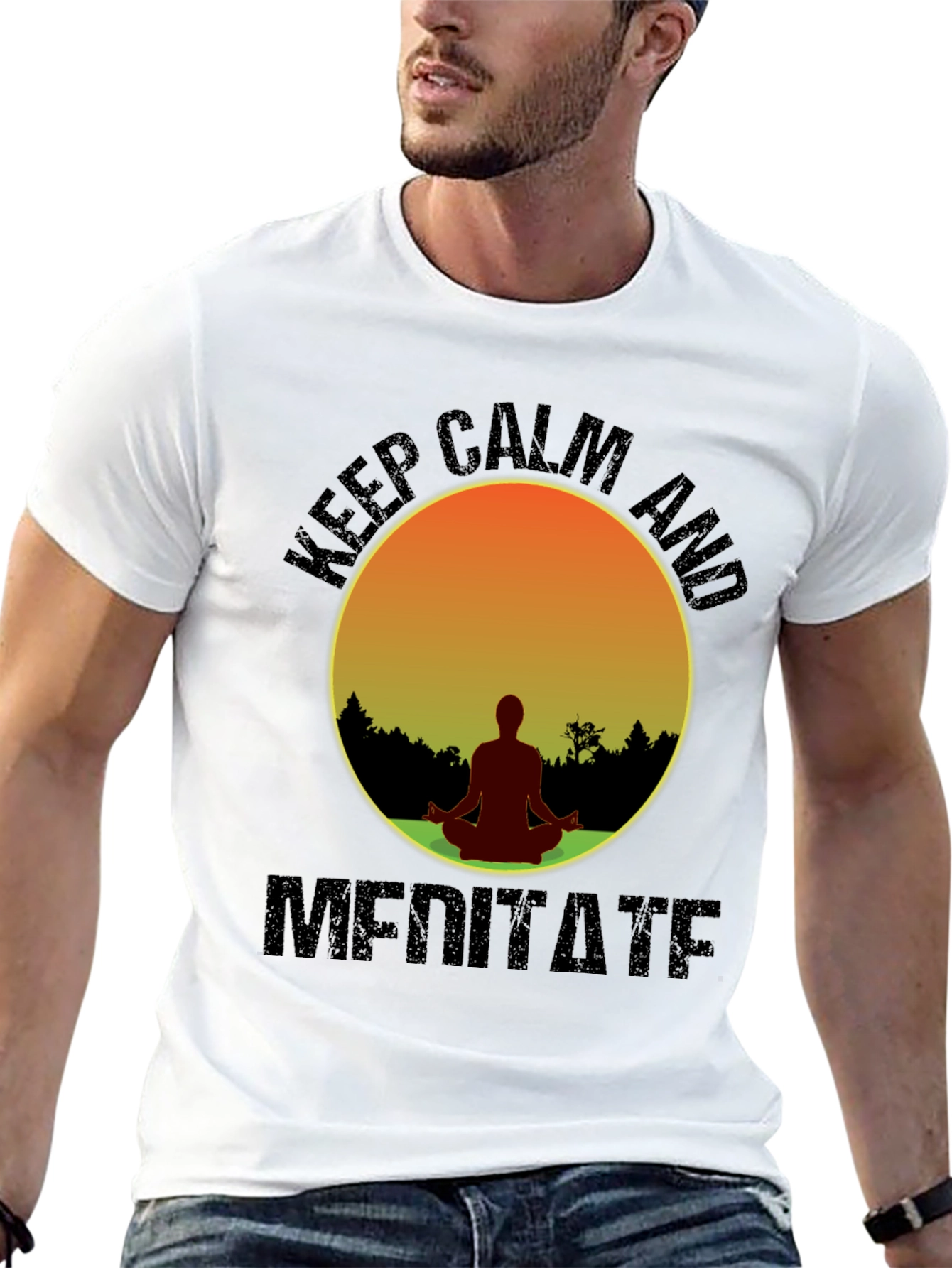 Keep Calm Meditate T-Shirt - Yoga Zen Relaxation Tee