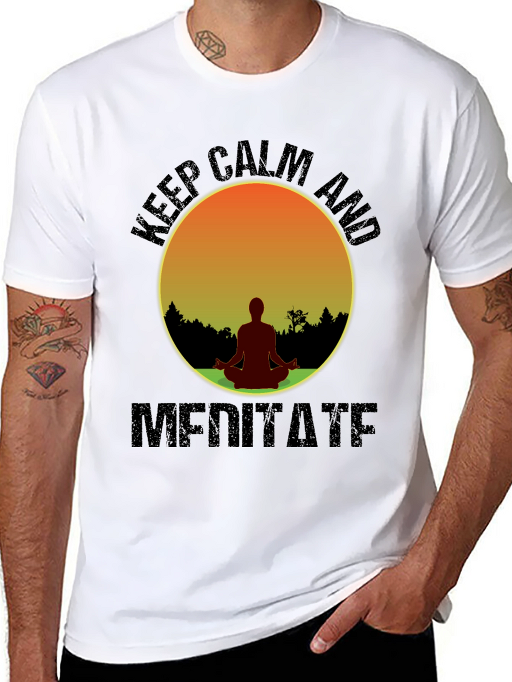 Keep Calm Meditate T-Shirt - Yoga Zen Relaxation Tee