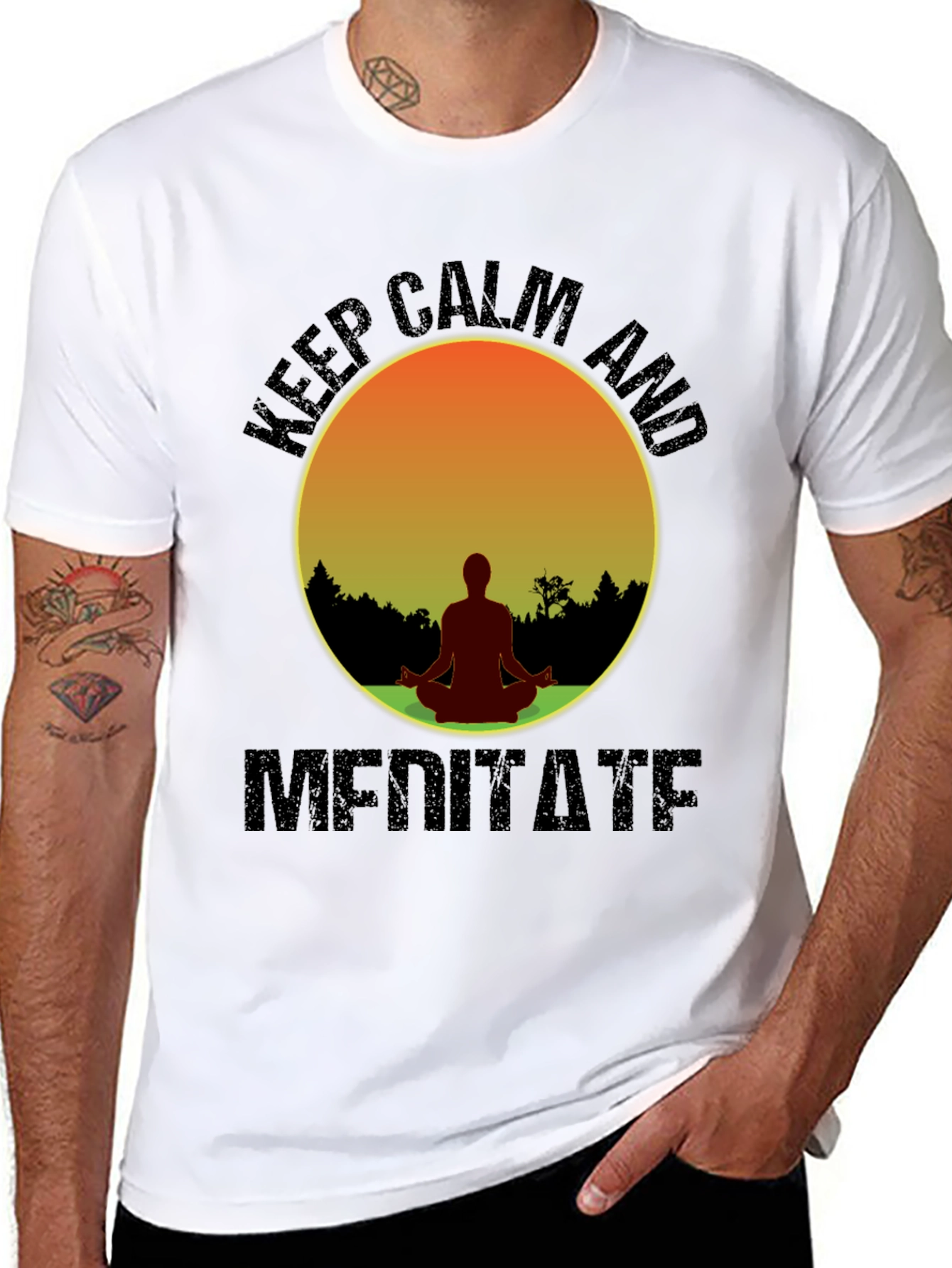 Keep Calm Meditate T-Shirt - Yoga Zen Relaxation Tee