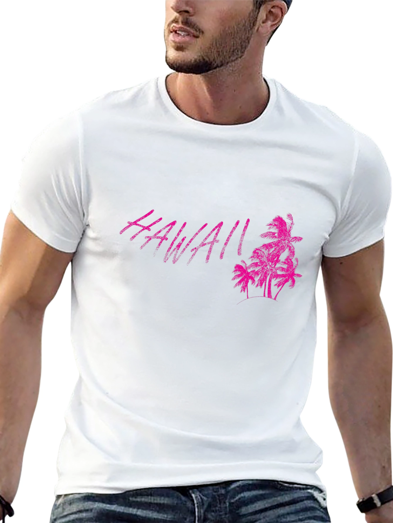 Hawaii Palm Tree Graphic Black T-Shirt