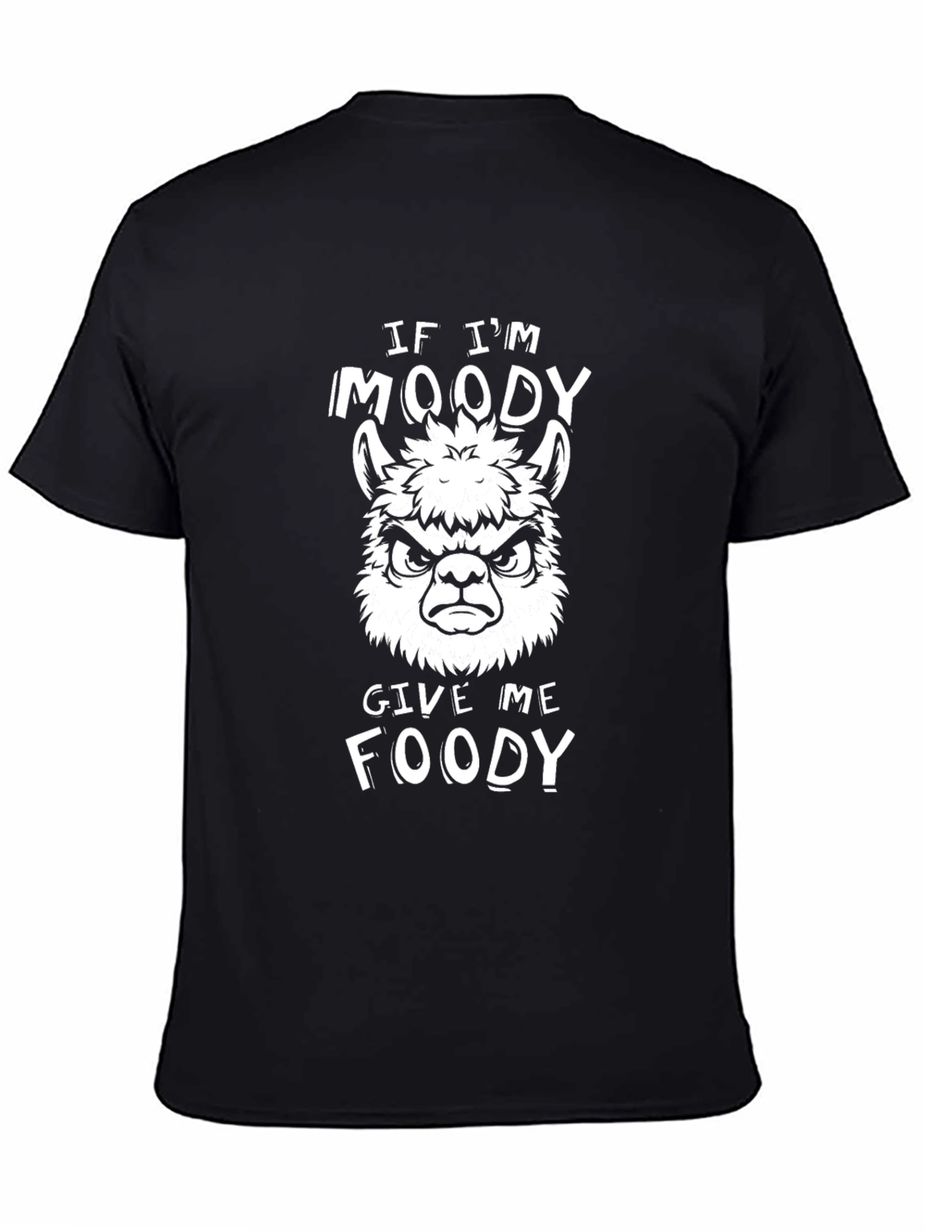 Moody Llama Foody Graphic T-Shirt - Funny Novelty Tee