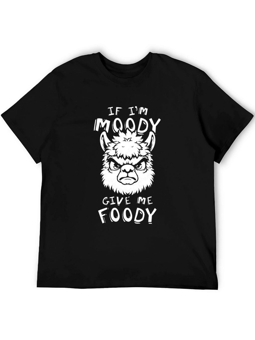 Moody Llama Foody Graphic T-Shirt - Funny Novelty Tee