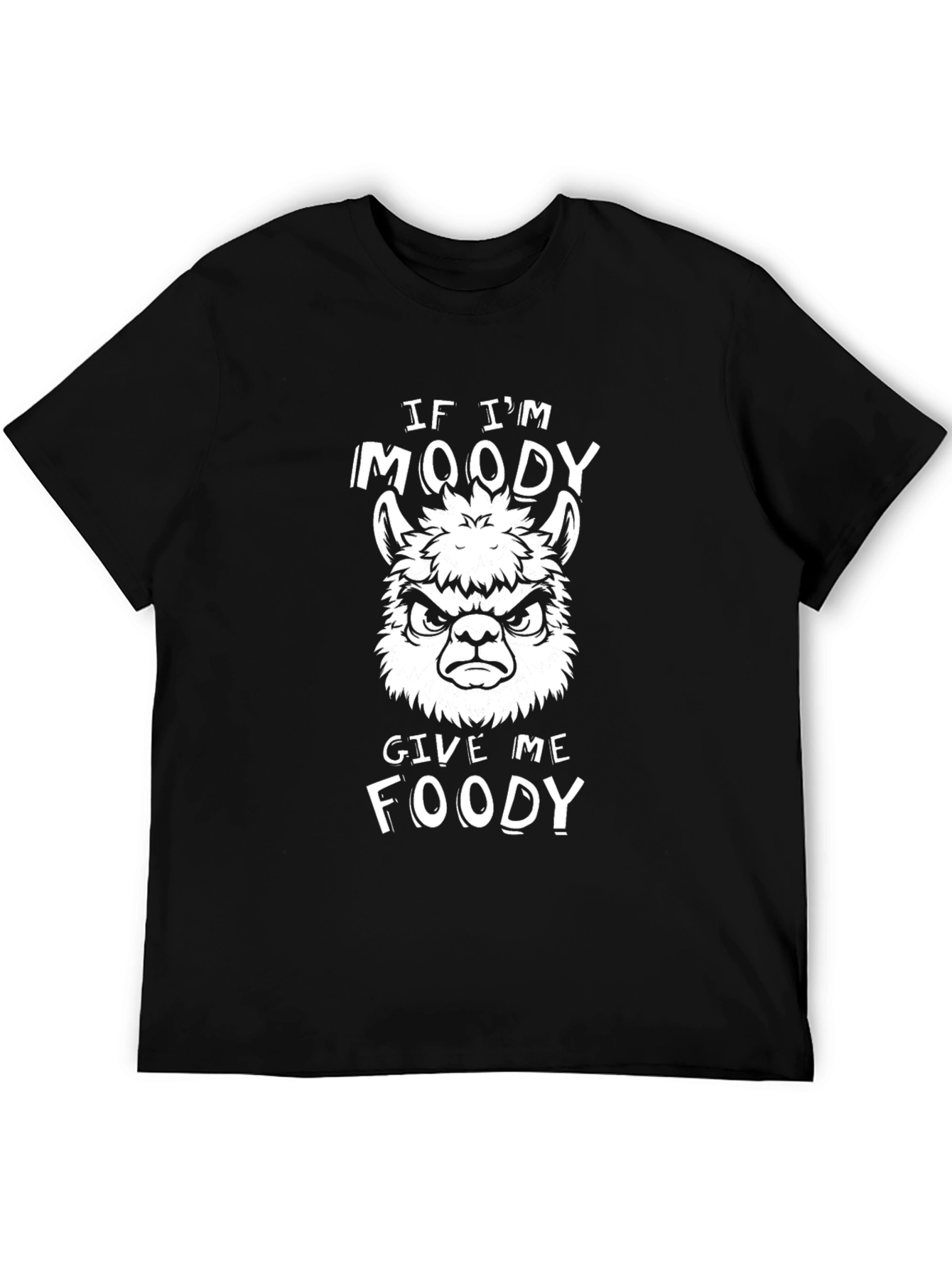 Moody Llama Foody Graphic T-Shirt - Funny Novelty Tee