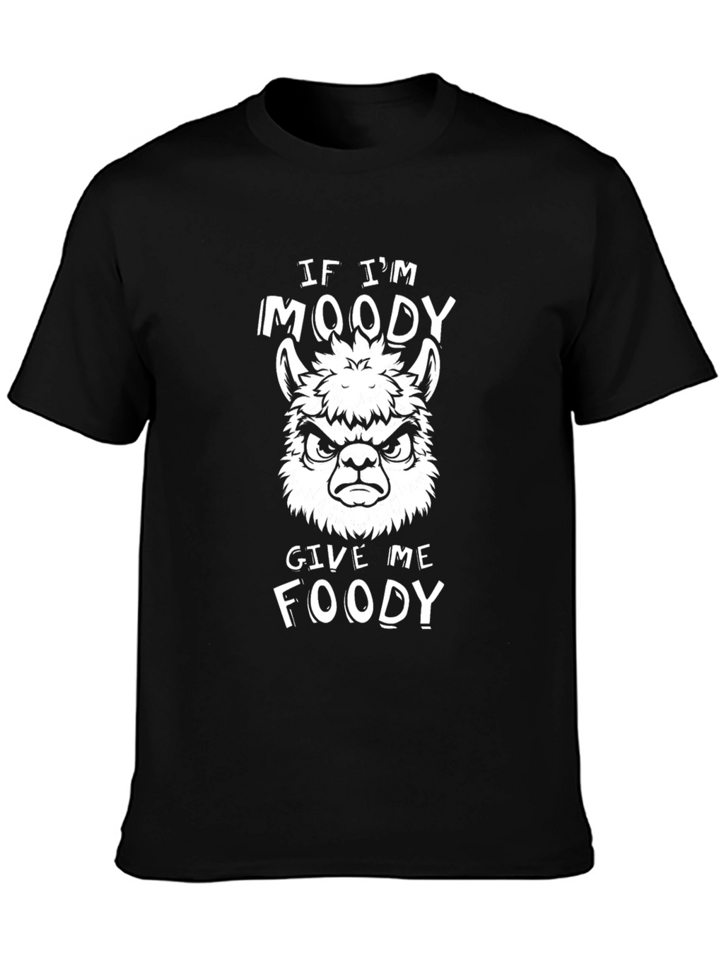 Moody Llama Foody Graphic T-Shirt - Funny Novelty Tee