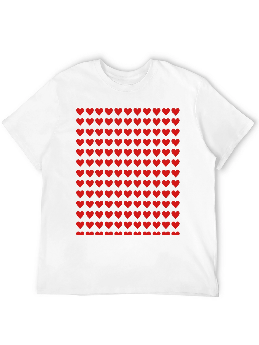 Red Heart Pattern Black T-Shirt