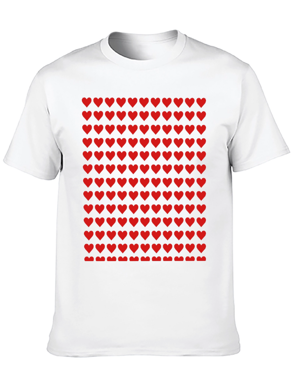 Red Heart Pattern Black T-Shirt