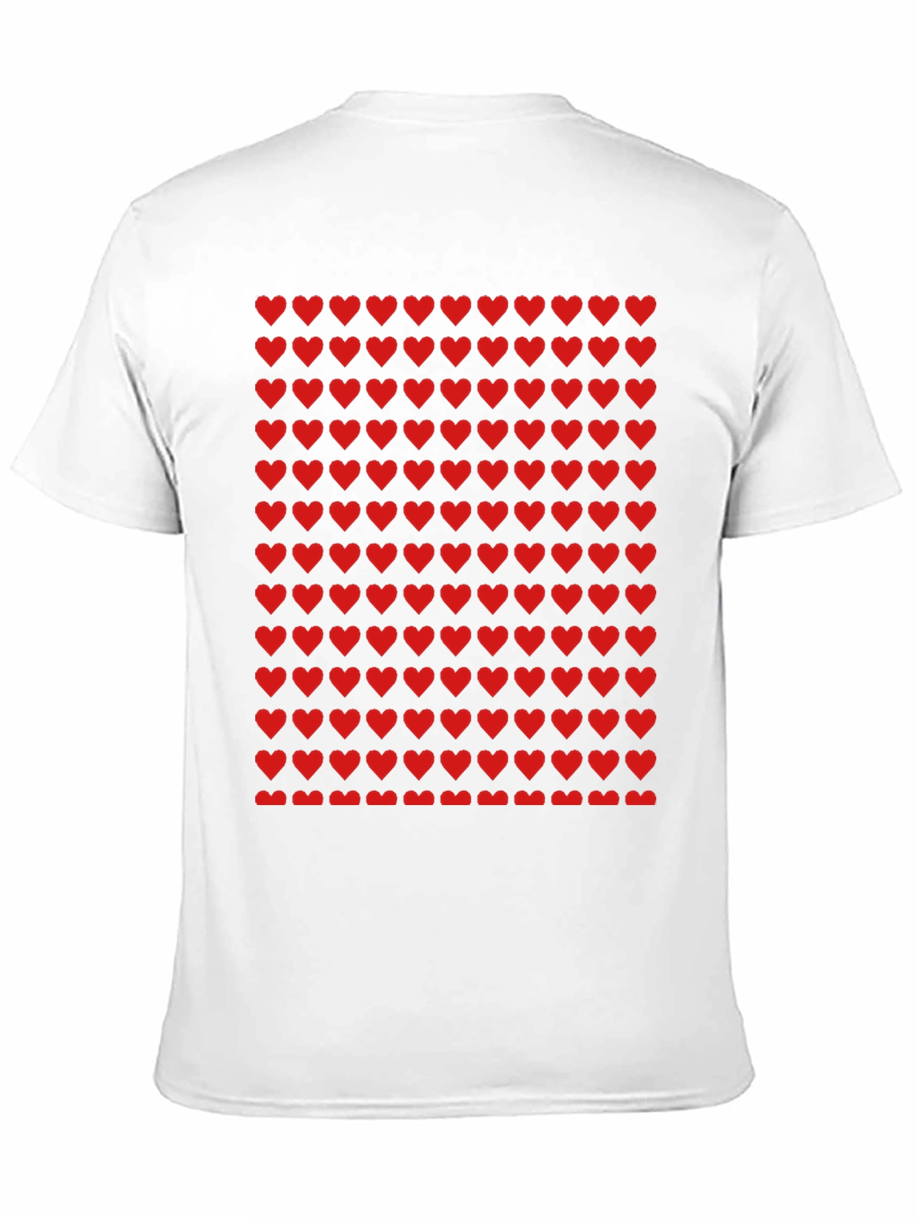 Red Heart Pattern Black T-Shirt