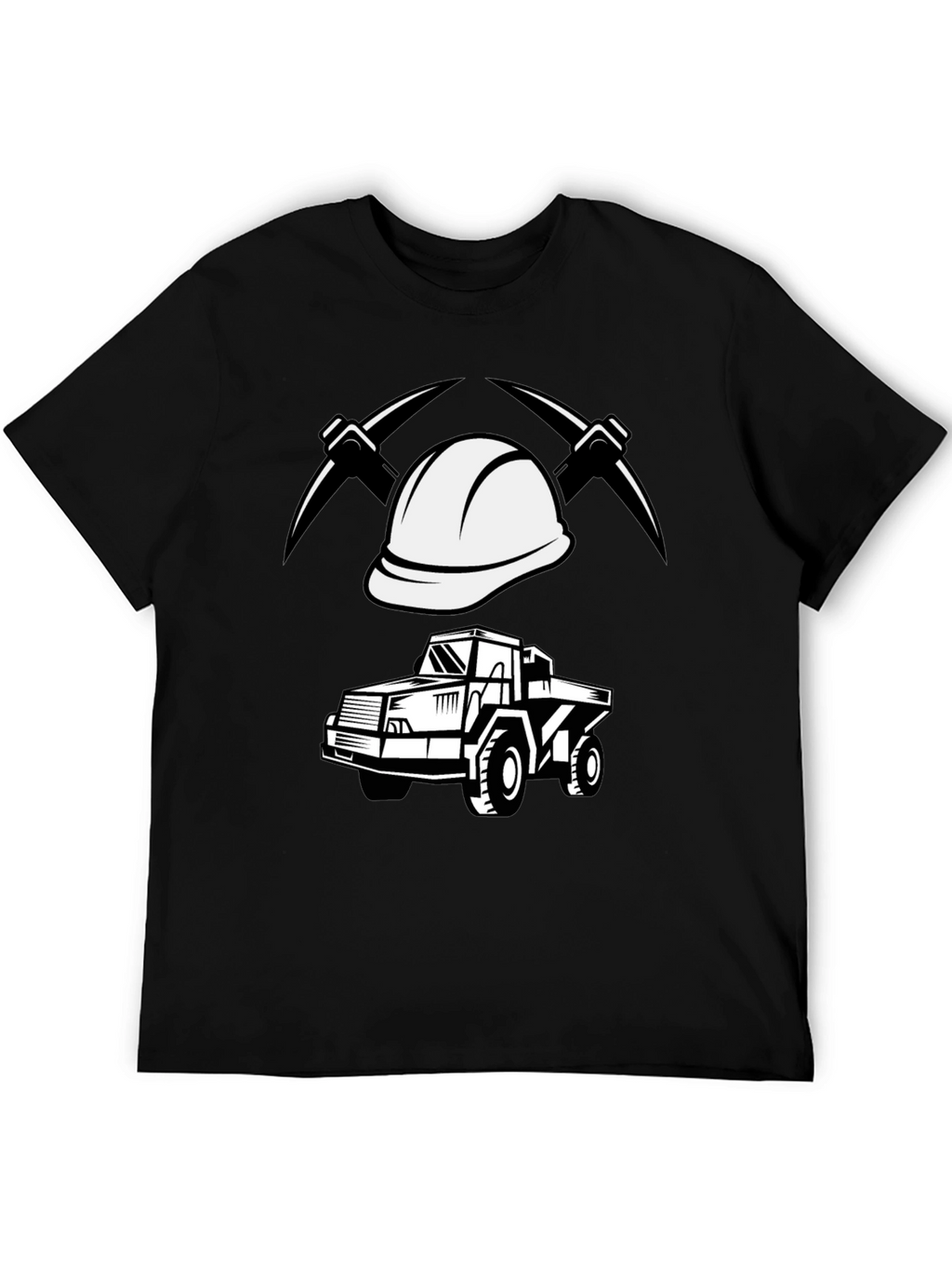 Mining Crew T-Shirt - Bold Graphic Print Black Tee