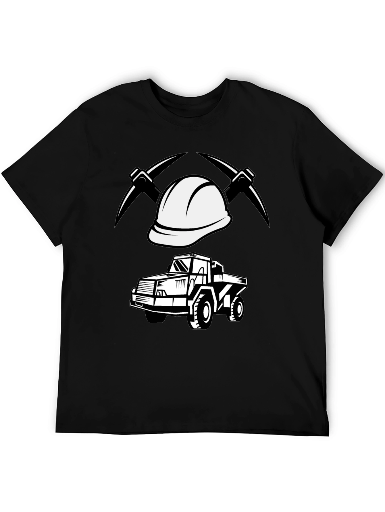 Mining Crew T-Shirt - Bold Graphic Print Black Tee