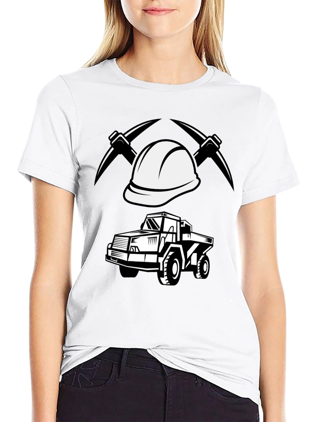 Mining Crew T-Shirt - Bold Graphic Print Black Tee