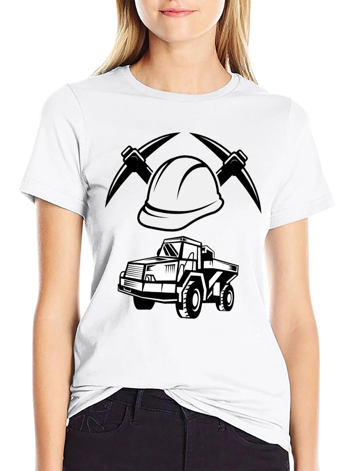 Mining Crew T-Shirt - Bold Graphic Print Black Tee