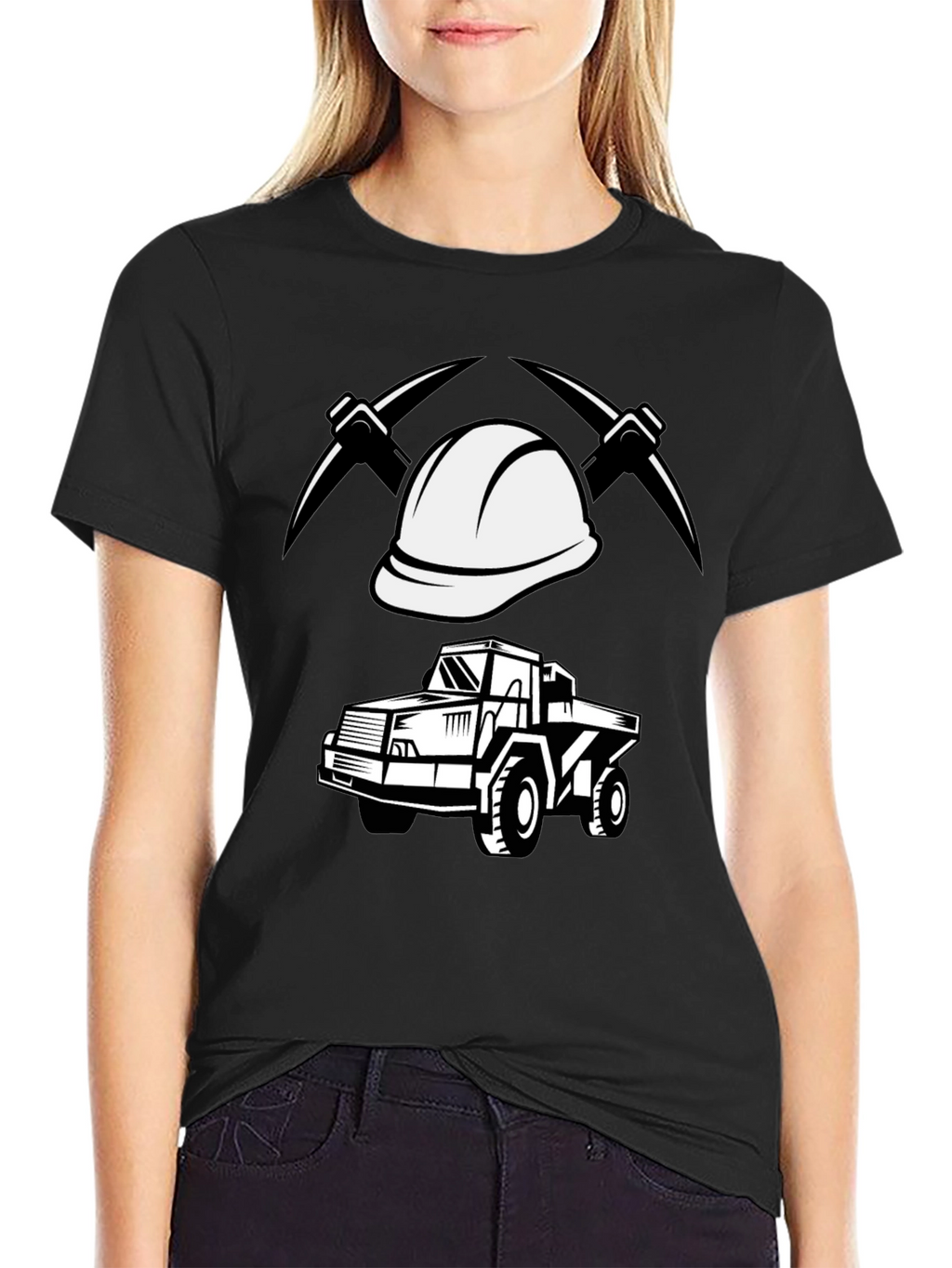 Mining Crew T-Shirt - Bold Graphic Print Black Tee