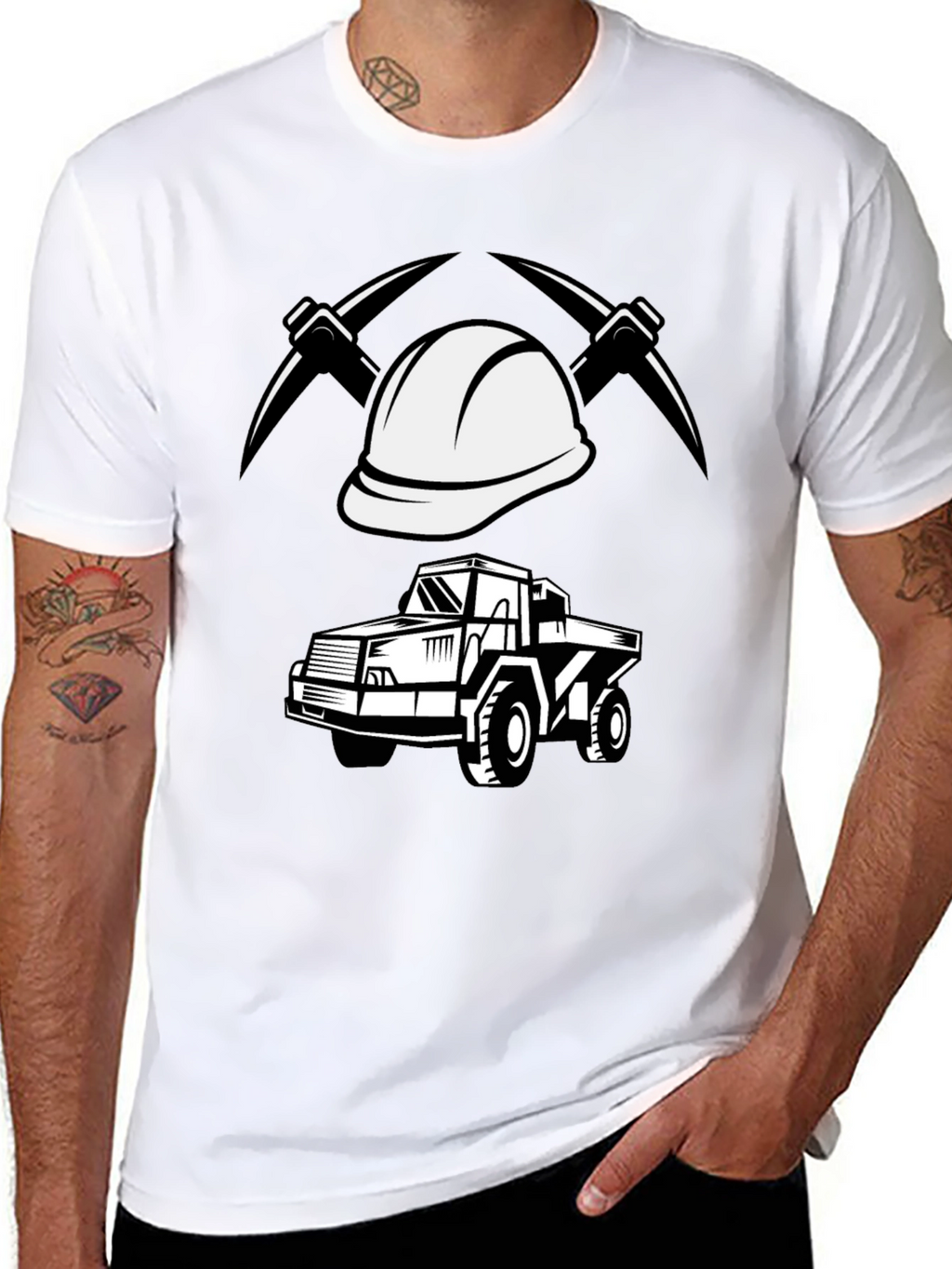 Mining Crew T-Shirt - Bold Graphic Print Black Tee