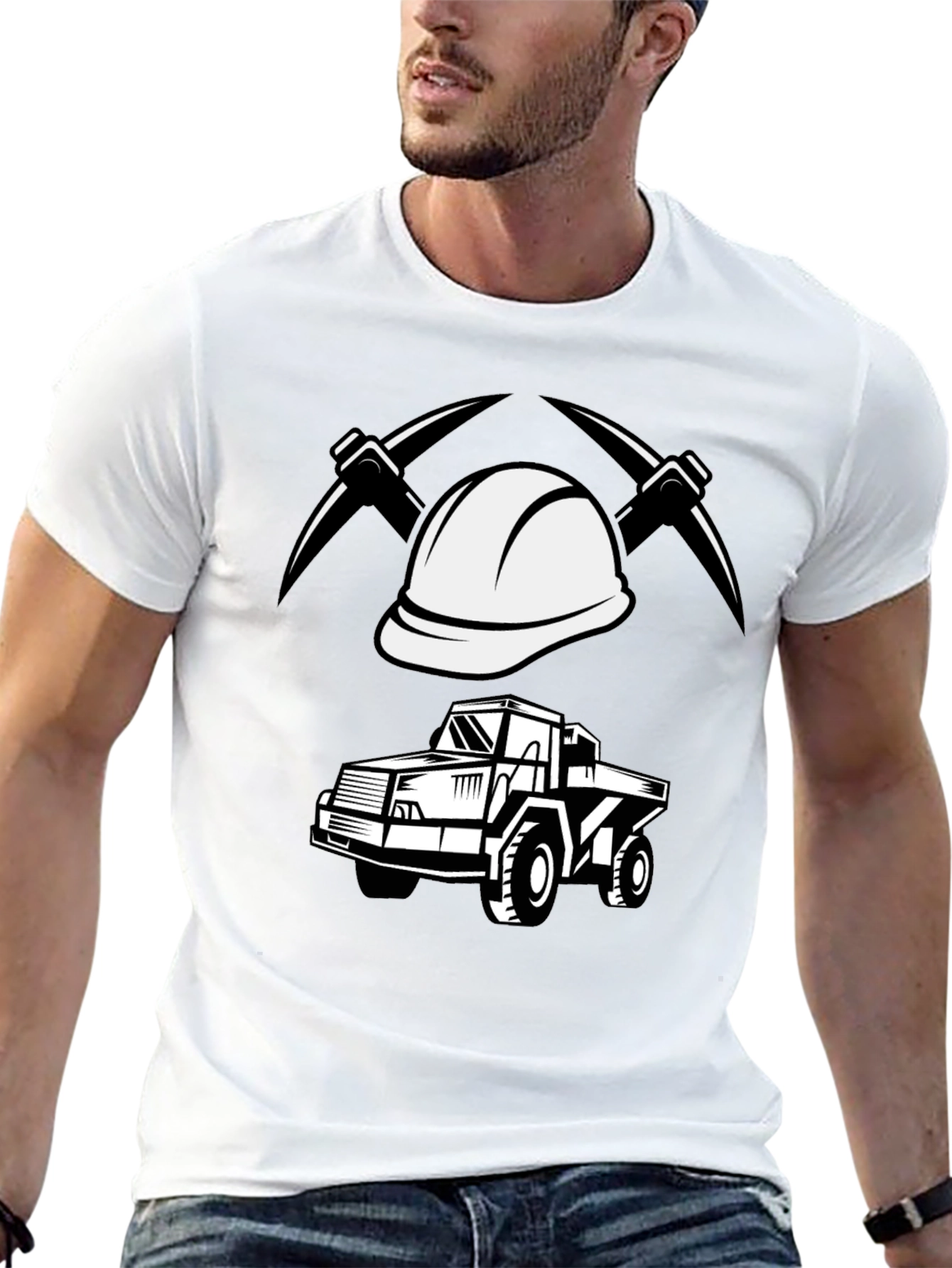Mining Crew T-Shirt - Bold Graphic Print Black Tee
