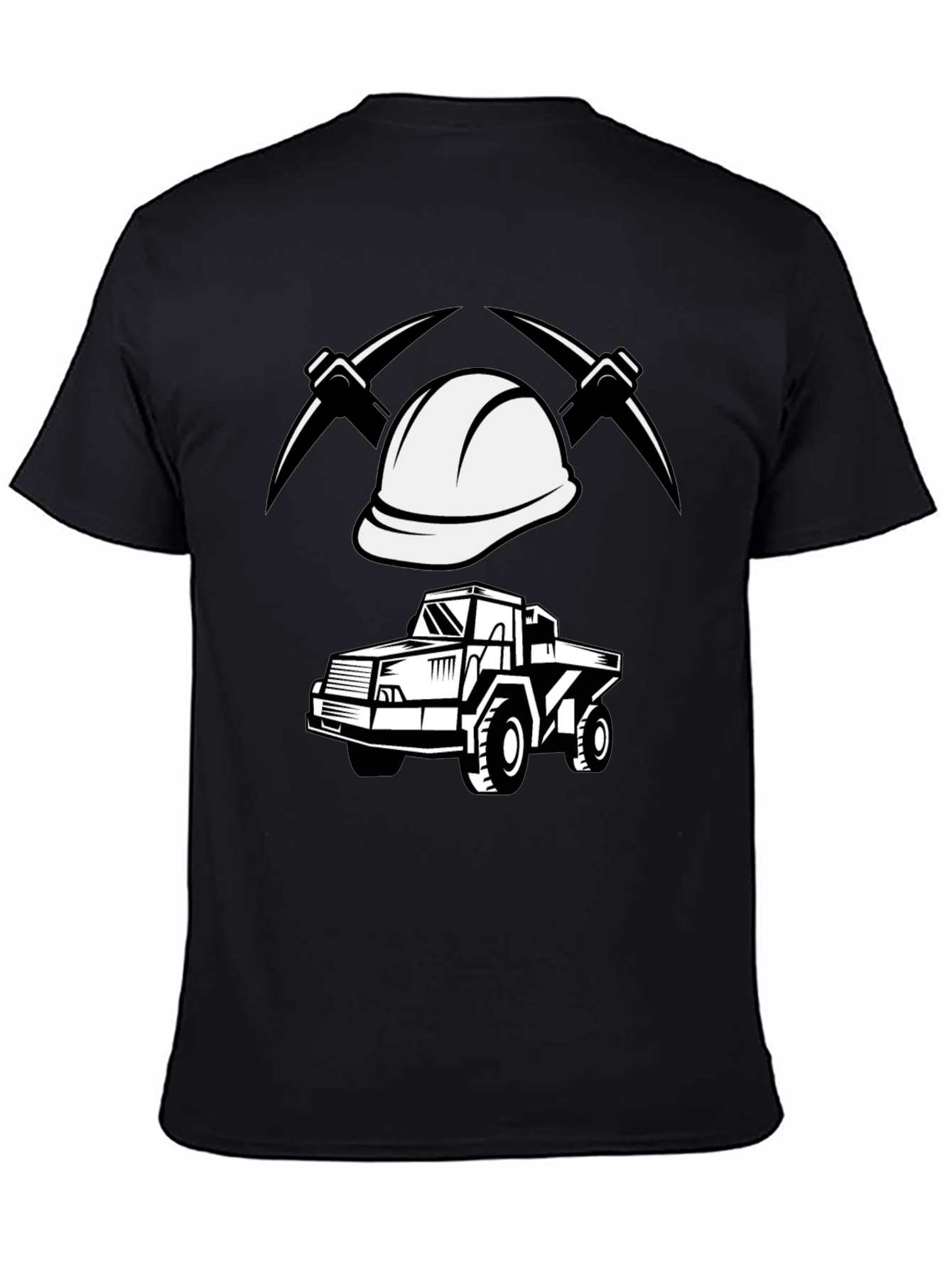 Mining Crew T-Shirt - Bold Graphic Print Black Tee