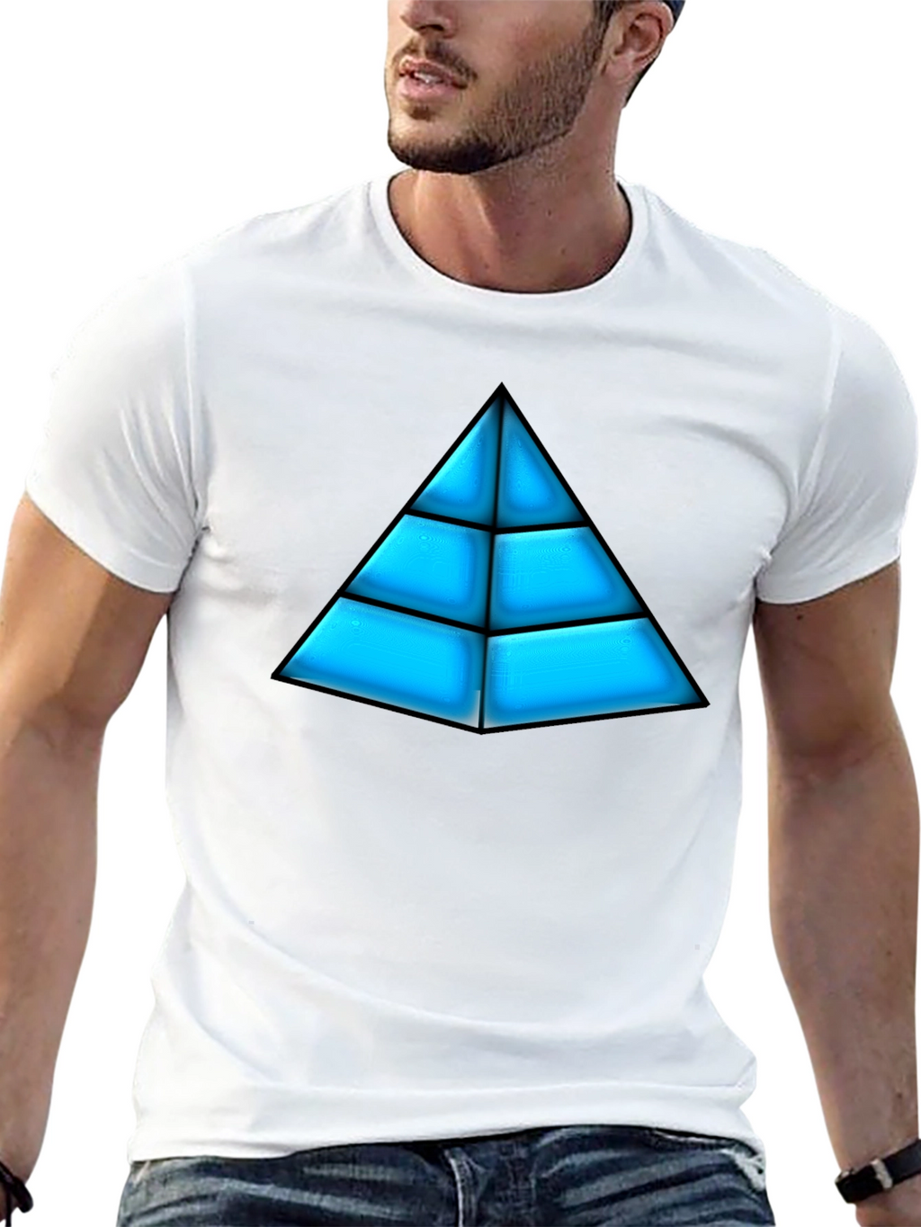 Geometric Pyramid Graphic Tee - Bold Design