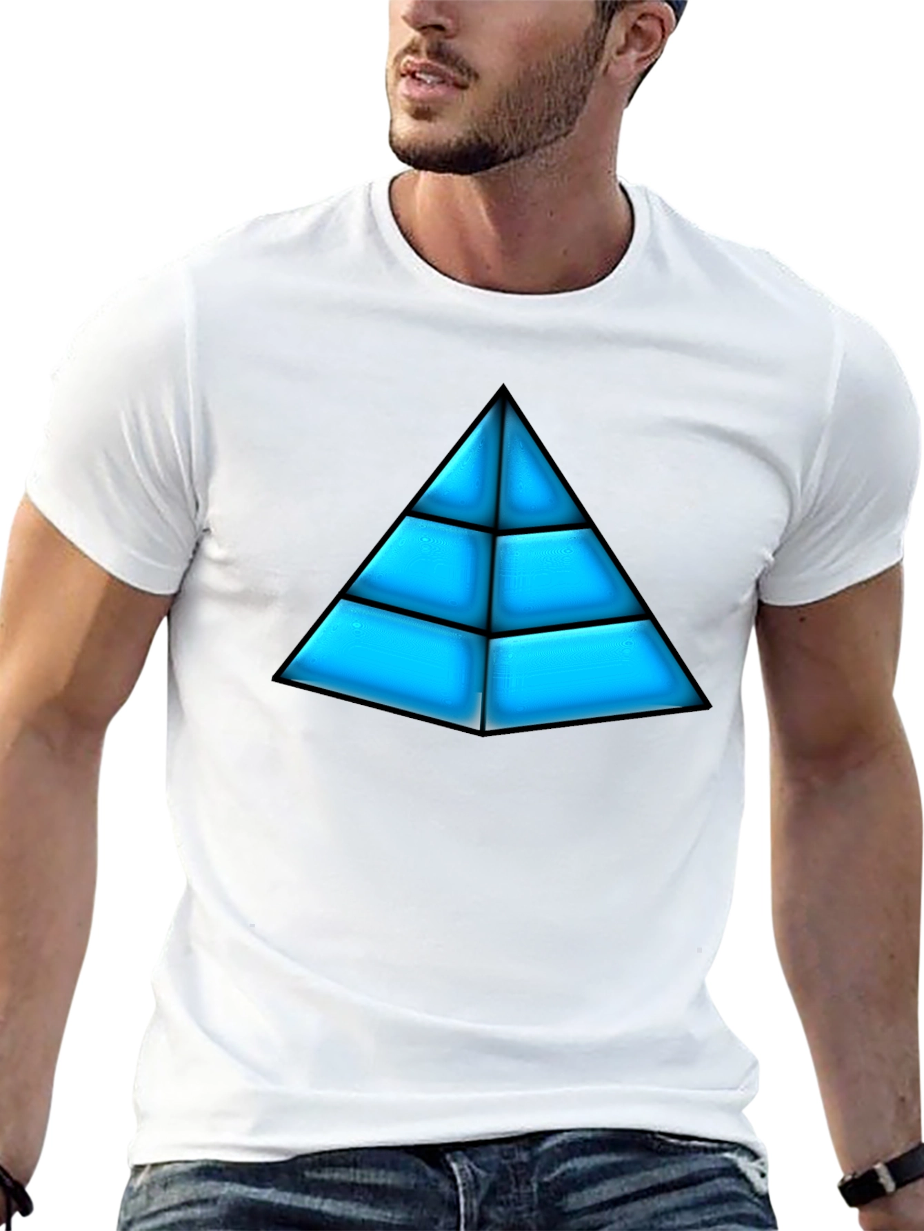 Geometric Pyramid Graphic Tee - Bold Design
