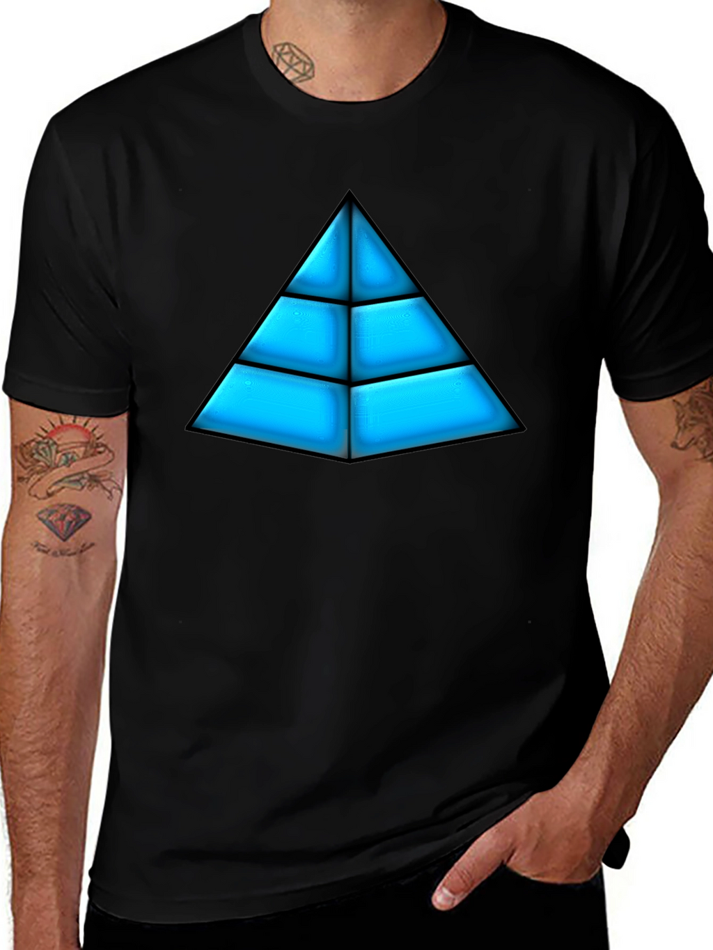 Geometric Pyramid Graphic Tee - Bold Design