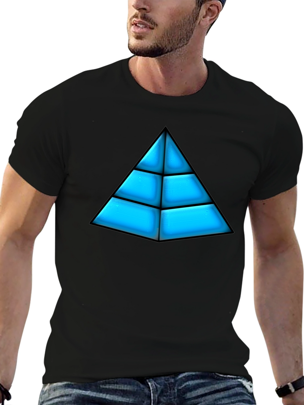 Geometric Pyramid Graphic Tee - Bold Design