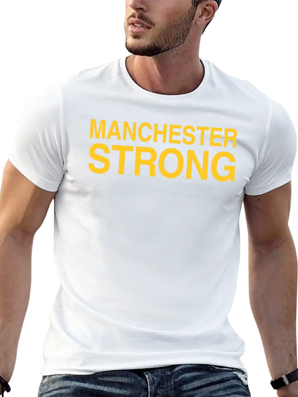 Manchester Strong Graphic Tee - Black Cotton T-Shirt