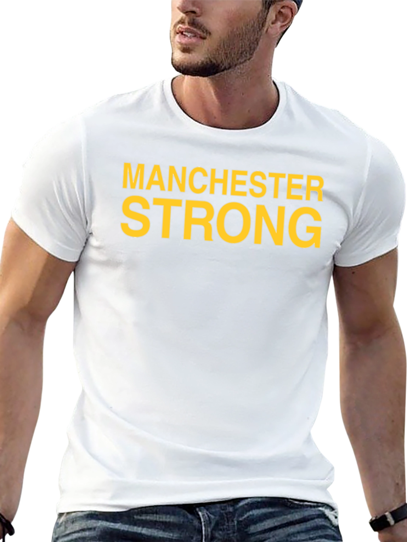 Manchester Strong Graphic Tee - Black Cotton T-Shirt