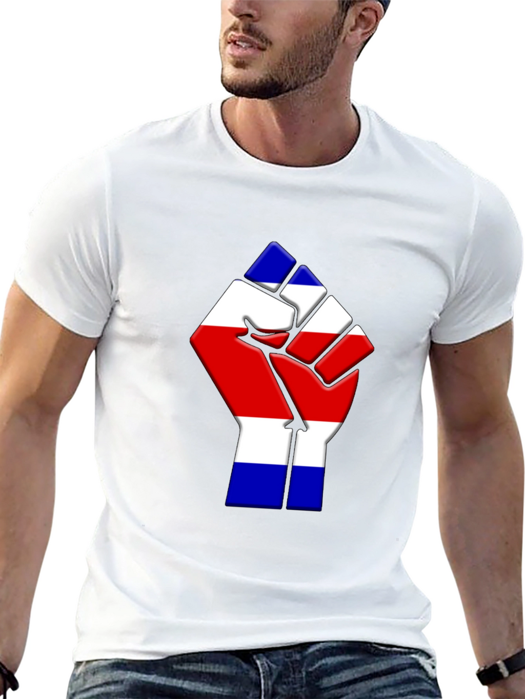 Costa Rica Flag Fist T-Shirt - Black
