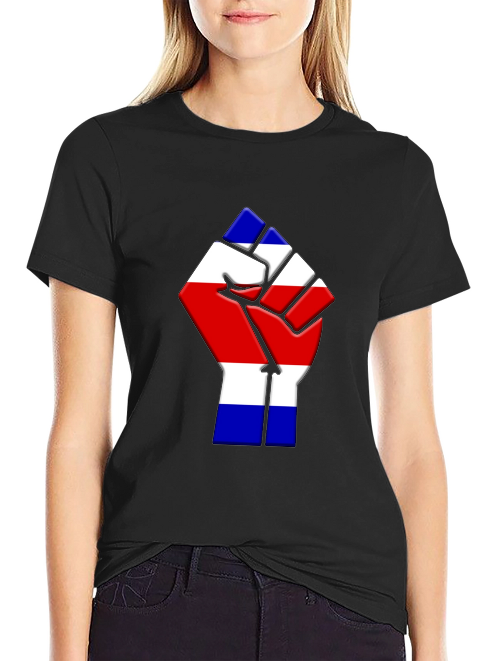 Costa Rica Flag Fist T-Shirt - Black