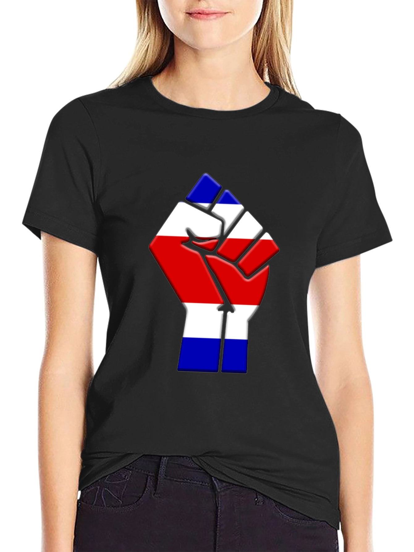 Costa Rica Flag Fist T-Shirt - Black
