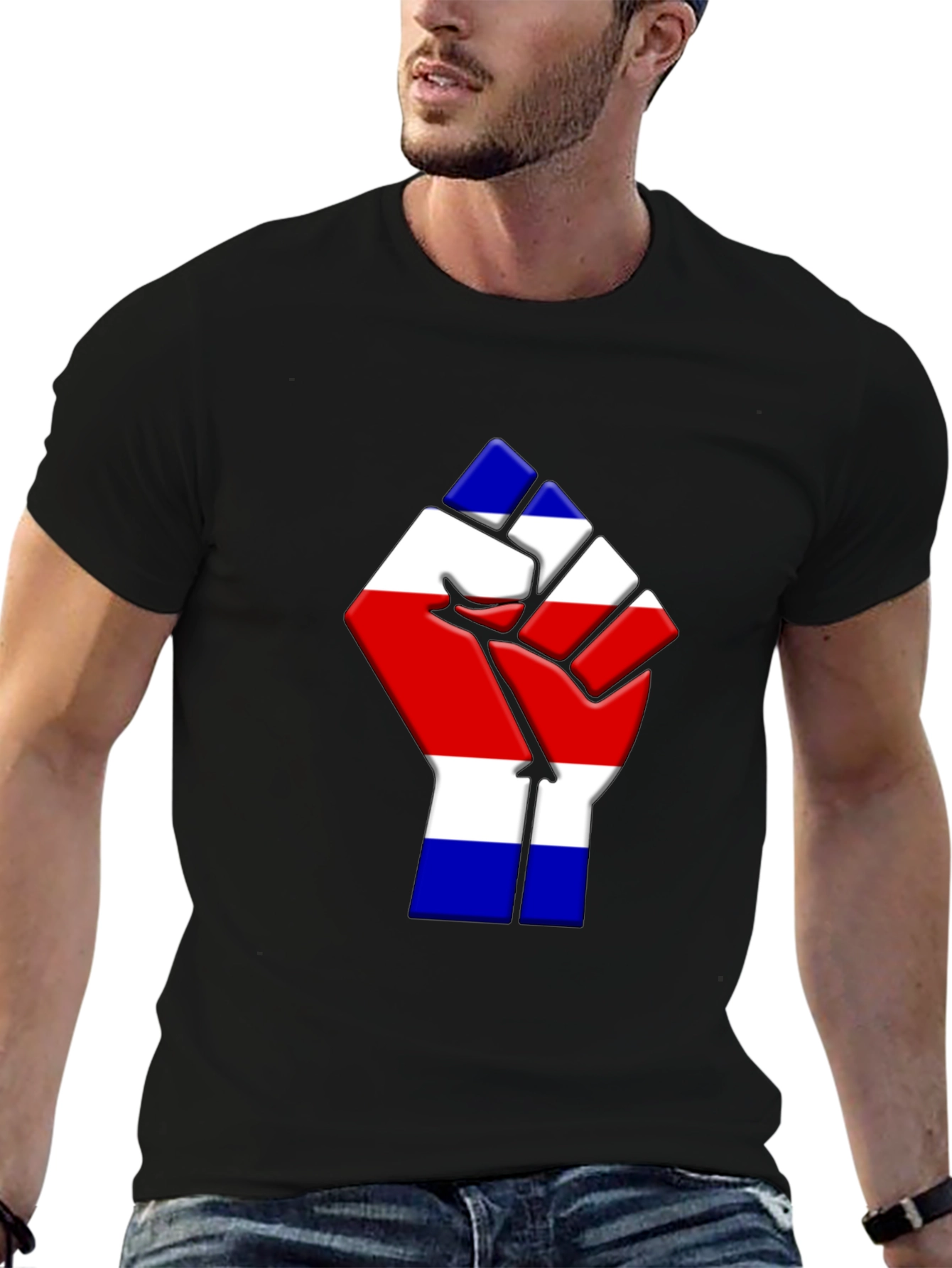 Costa Rica Flag Fist T-Shirt - Black