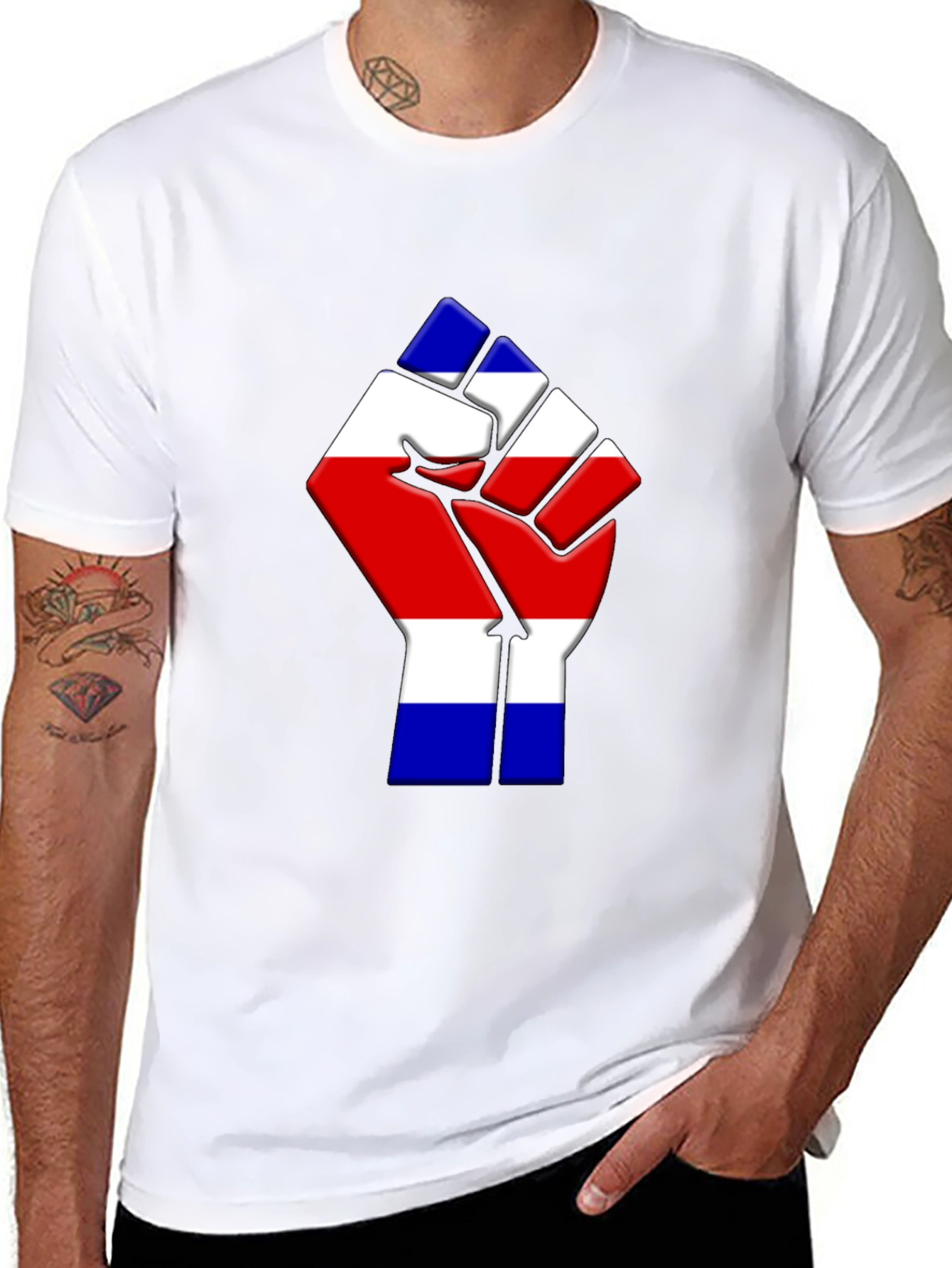 Costa Rica Flag Fist T-Shirt - Black