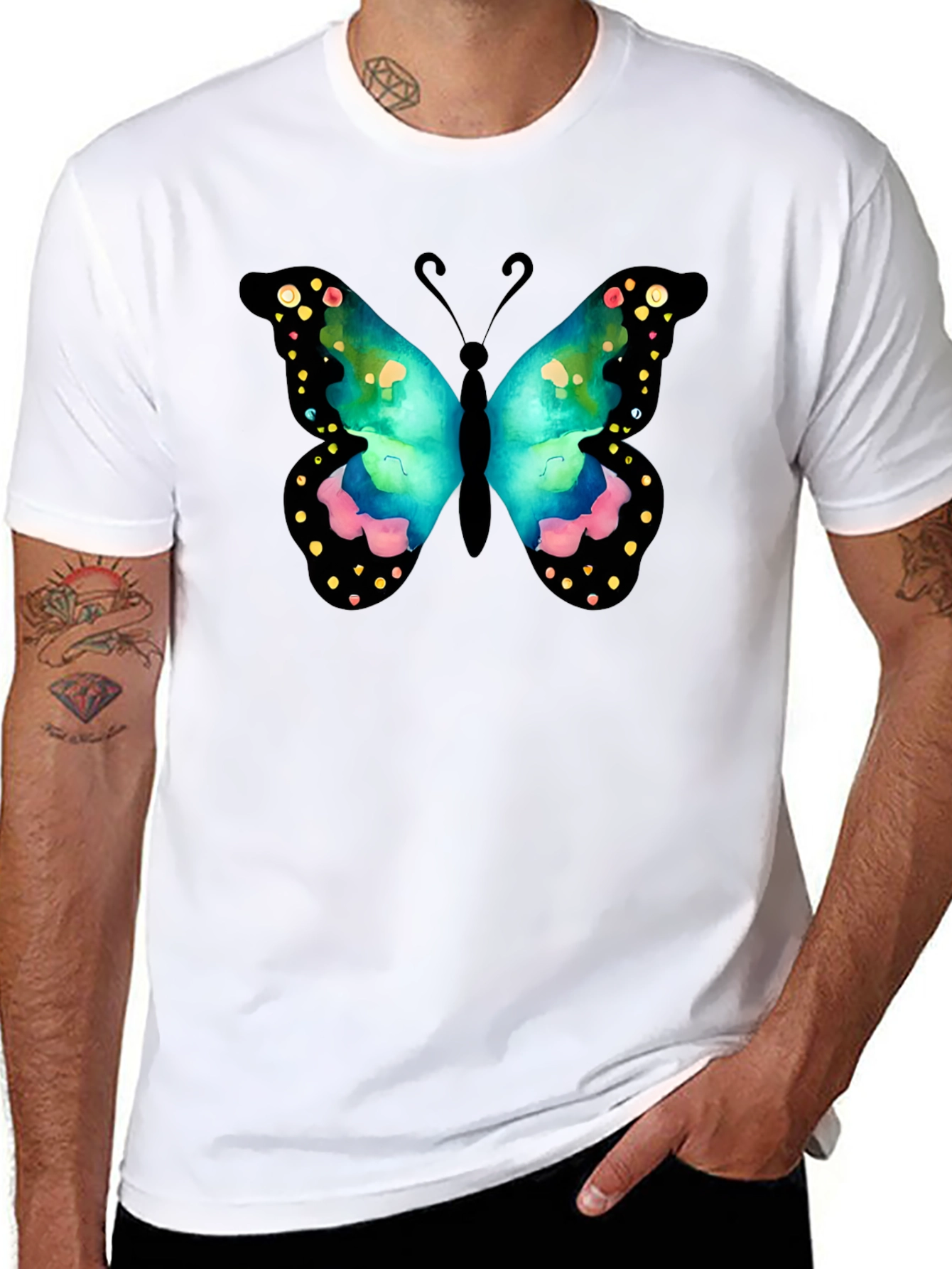 Butterfly Graphic Print Crew Neck T-Shirt
