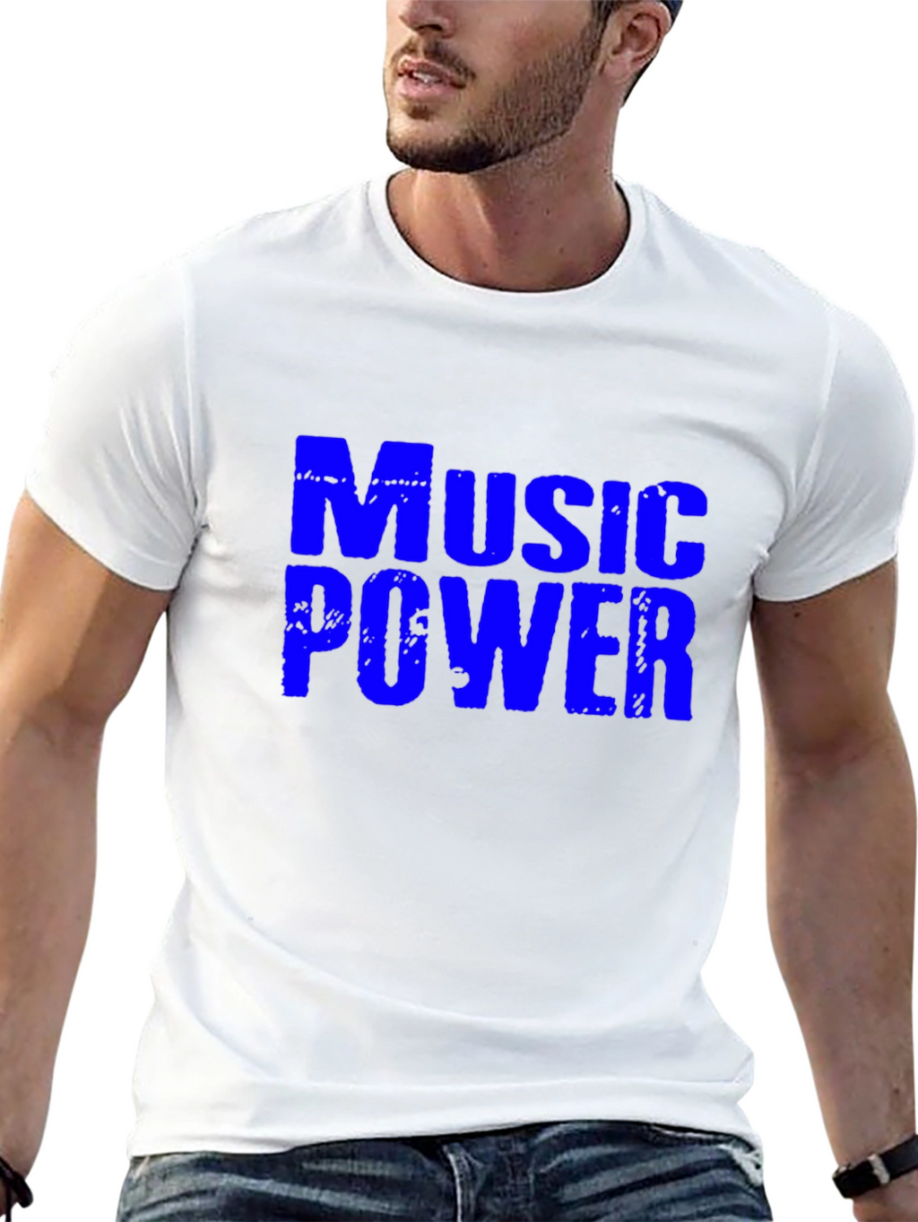 Music Power Graphic Tee - Stylish Crew Neck T-Shirt