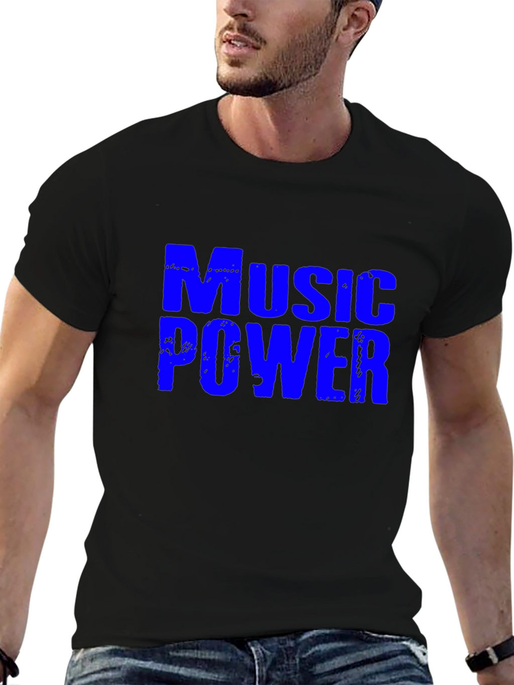 Music Power Graphic Tee - Stylish Crew Neck T-Shirt