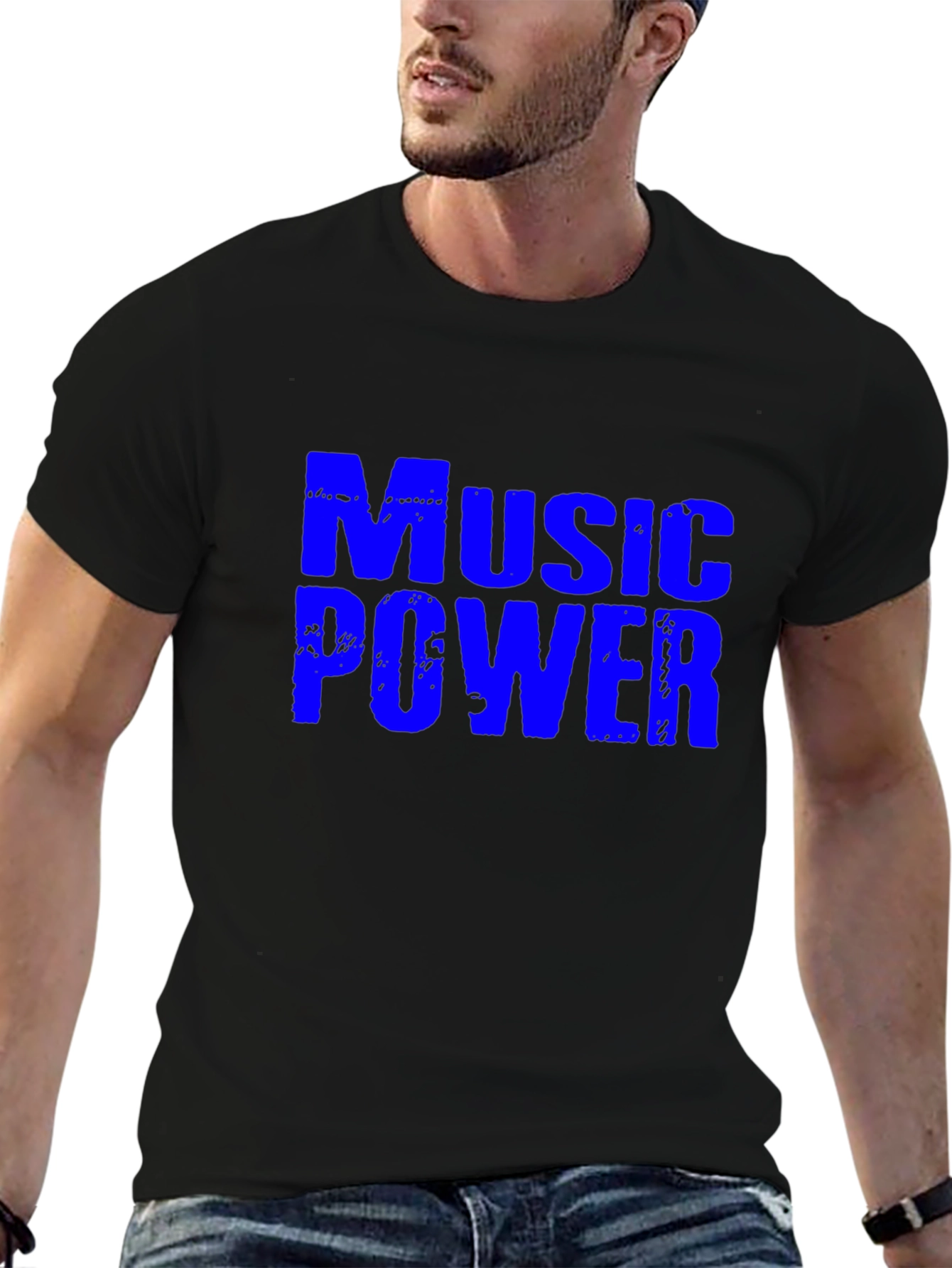 Music Power Graphic Tee - Stylish Crew Neck T-Shirt