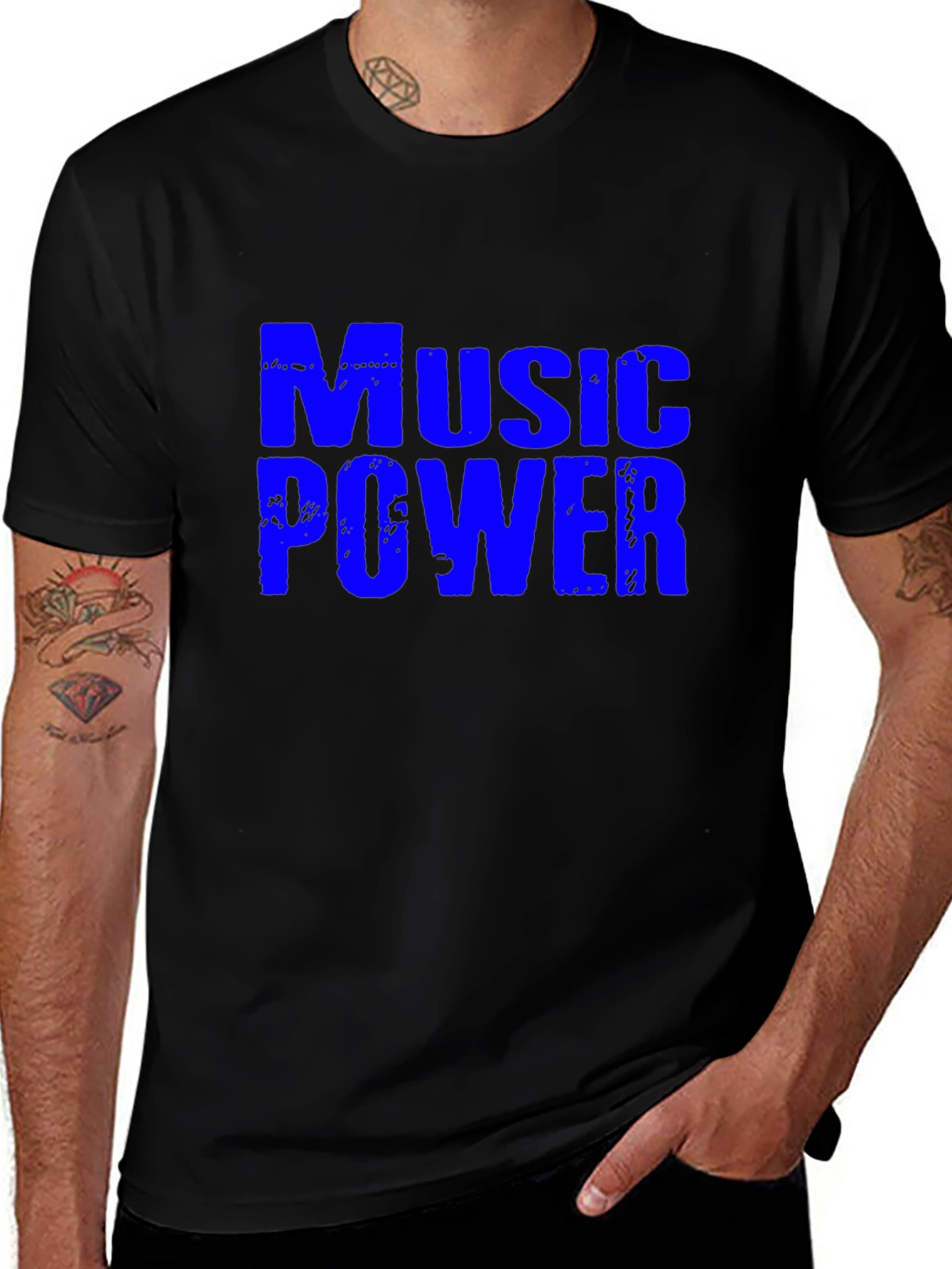 Music Power Graphic Tee - Stylish Crew Neck T-Shirt